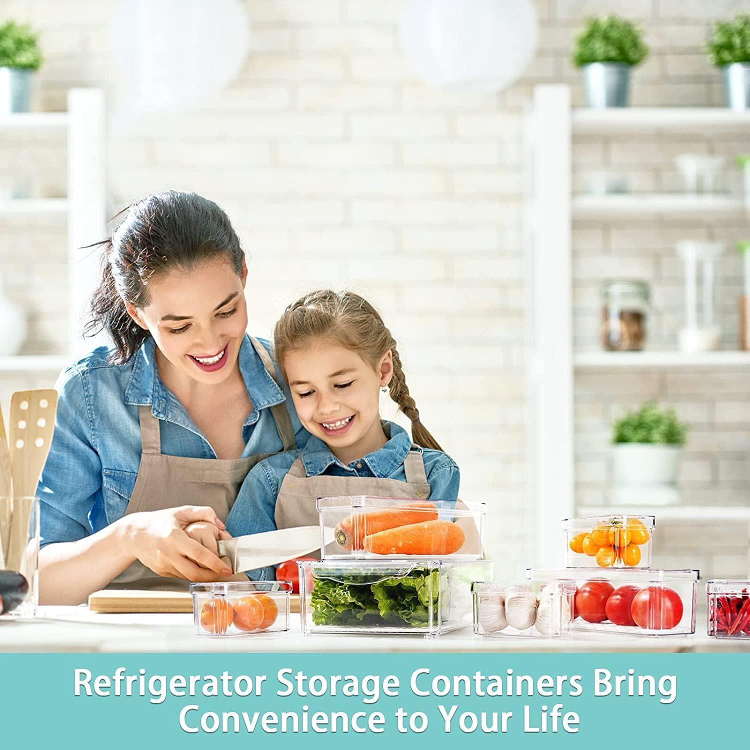 Fridge Organisers with Lids Set of 7, Stackable Fridge Organisers, Fruits Vegetable Freezer Storage Boxes, Clear Storage Containers for Kitchen, Cupboards, Freezer, Cabinets, Pantry image number 5