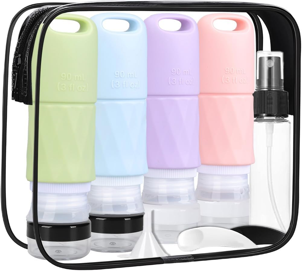 Teskyer Travel Bottles for Toiletries,17 Pack TSA Approved Silicone Travel Size Bottles Set, Leak Proof Travel Essentials Accessories for Cosmetic, Colorful image number 5