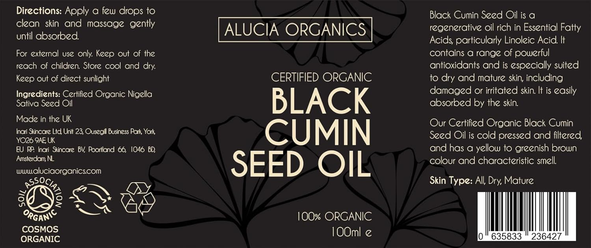 Alucia Organics Certified Organic Black Cumin Oil 100 Ml image number 1