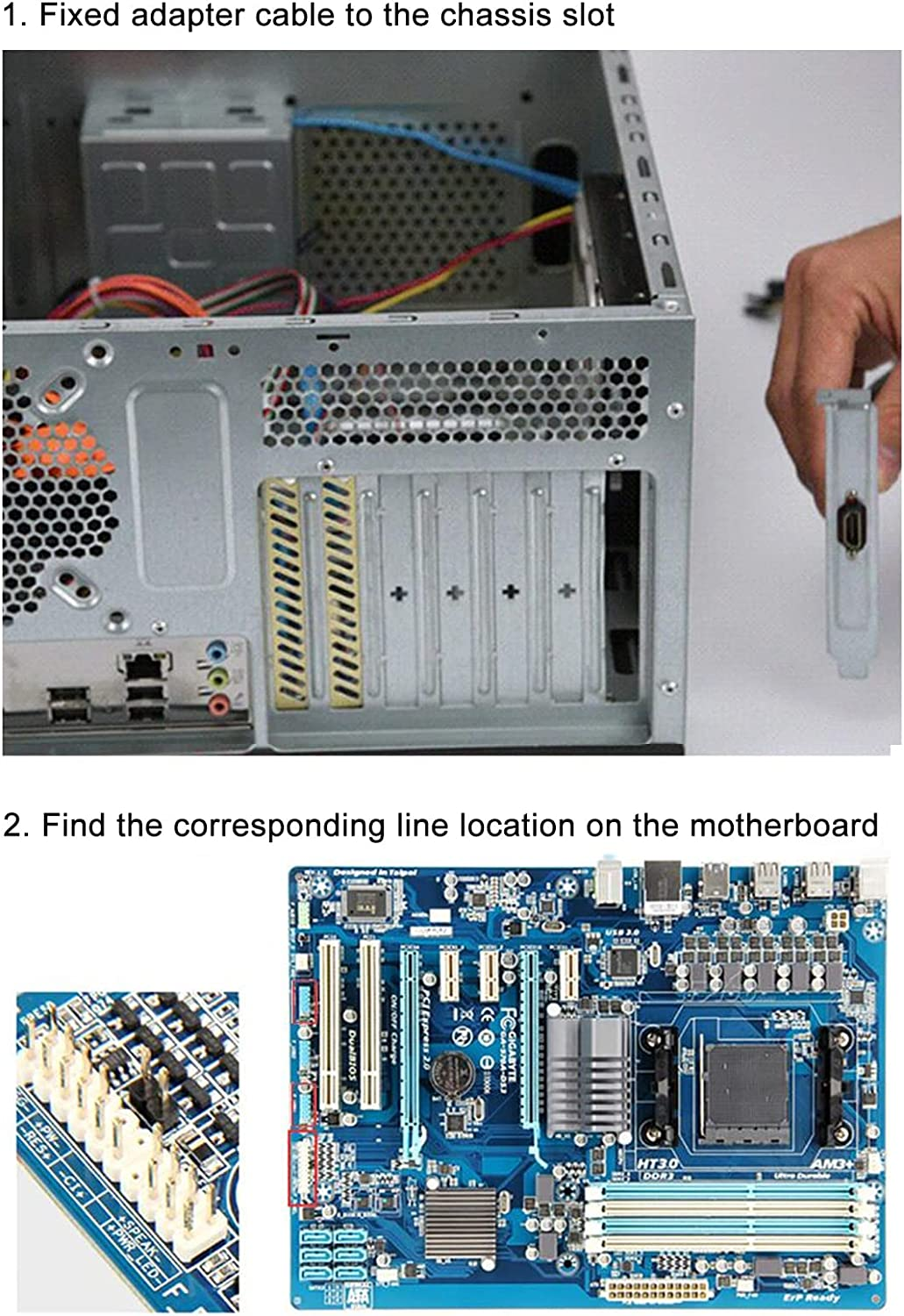 External PC Power Button, Desktop Computer Power Switch, Computer Case Reset Switch, External Remote Case Motherboard On/Off Button with 2 USB and Audio Ports, Plug and Play