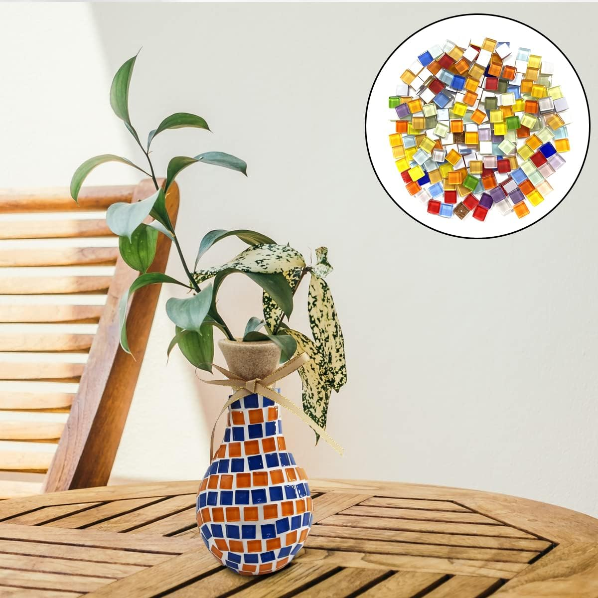 BEZANU Mosaic Pieces, 200PCS Mixed Glass Mosaic Tile for Crafts, Mosaic Sticker Poster, Jewelry Making (0.4In)