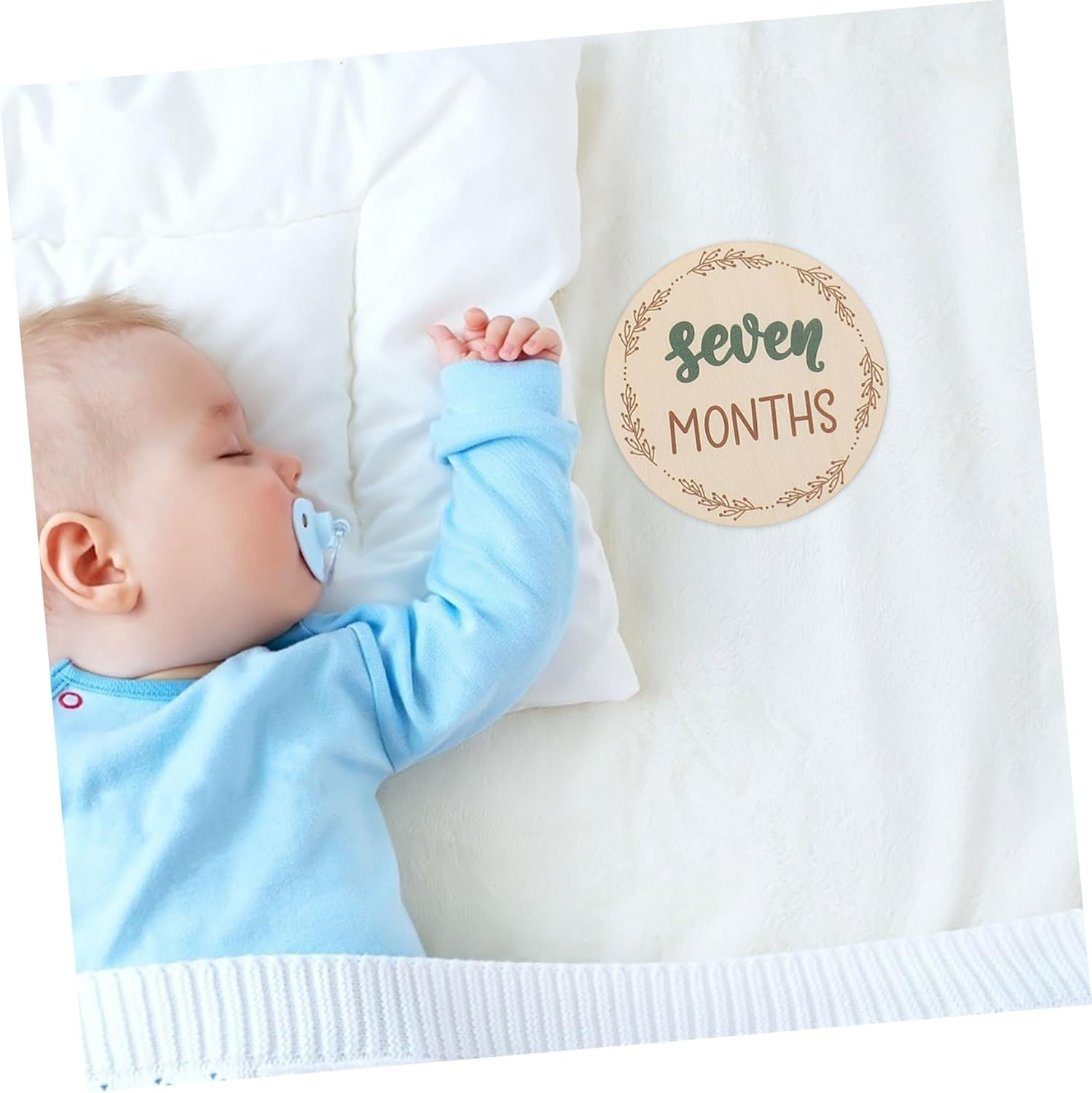 SEWOART Monthly Milestone Wooden Cards Photo Prop Newborn Months Signs Growth Milestone Blocks image number 3