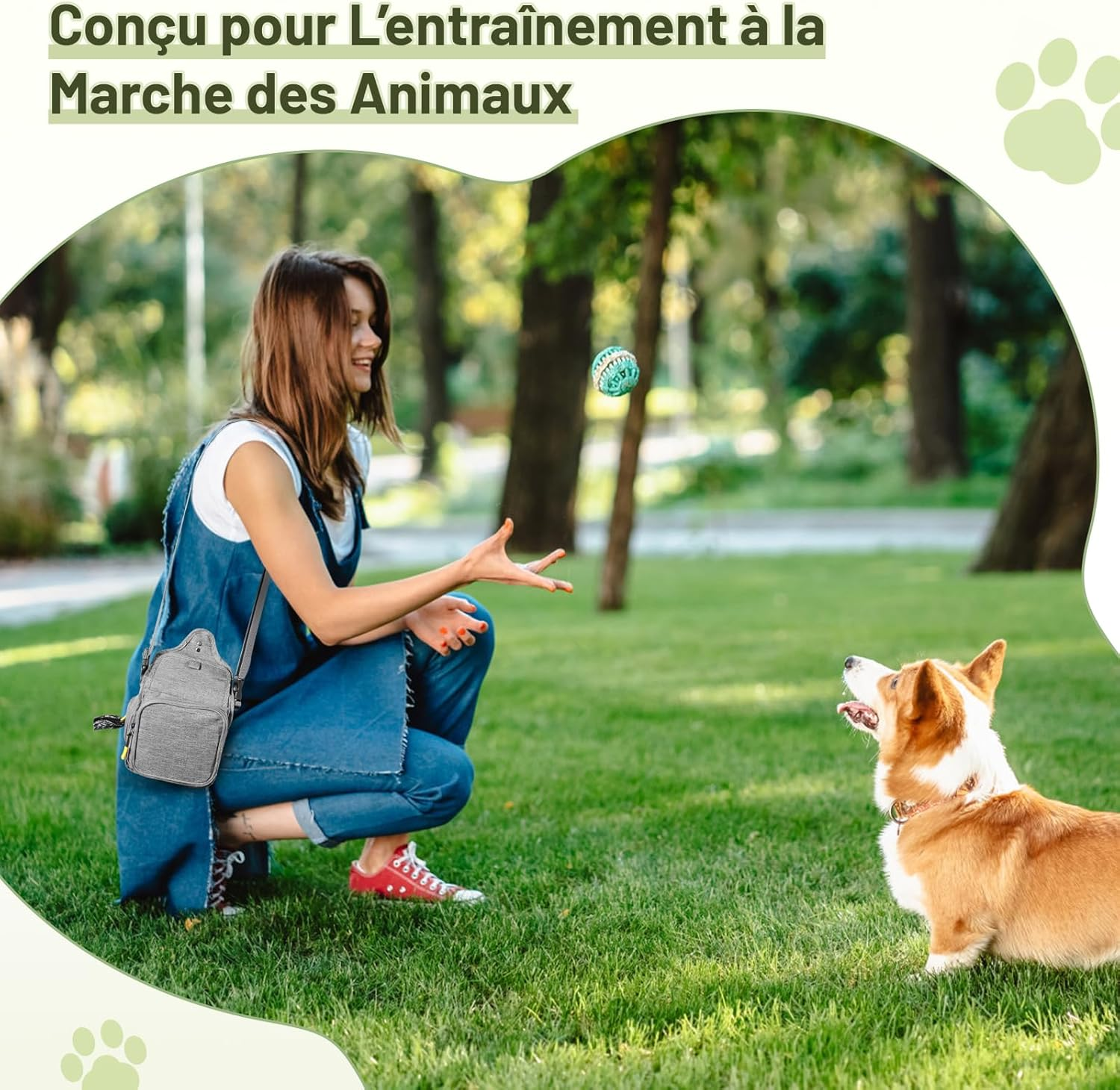 Aurora & Tithonus Dog Treat Bag, Dressage Treat Bag for Dogs, Adjustable Belt with Dispenser for Dog Poop Bags, for Training Dog Walking (Grey), Gray, Dog Treat Bag image number 3