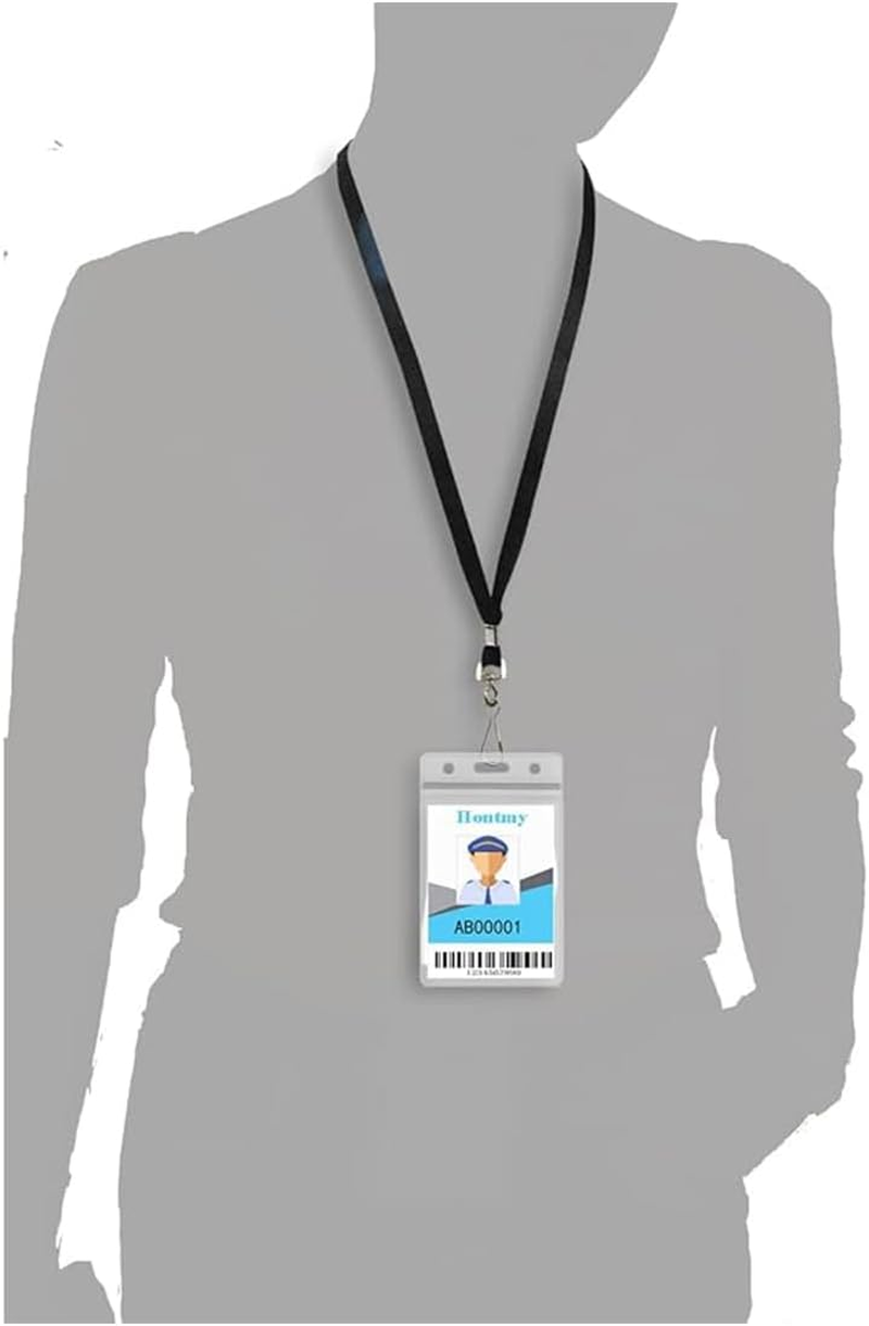 50Pcs Bulk ID Badges Lanyards, Durable Nylon Neck Lanyards Light Flat Lanyard Kit with Swivel Hook Clips for Name Tag ID Badges Holder, Lanyard for Keys School Office Festival Event (Black) image number 5