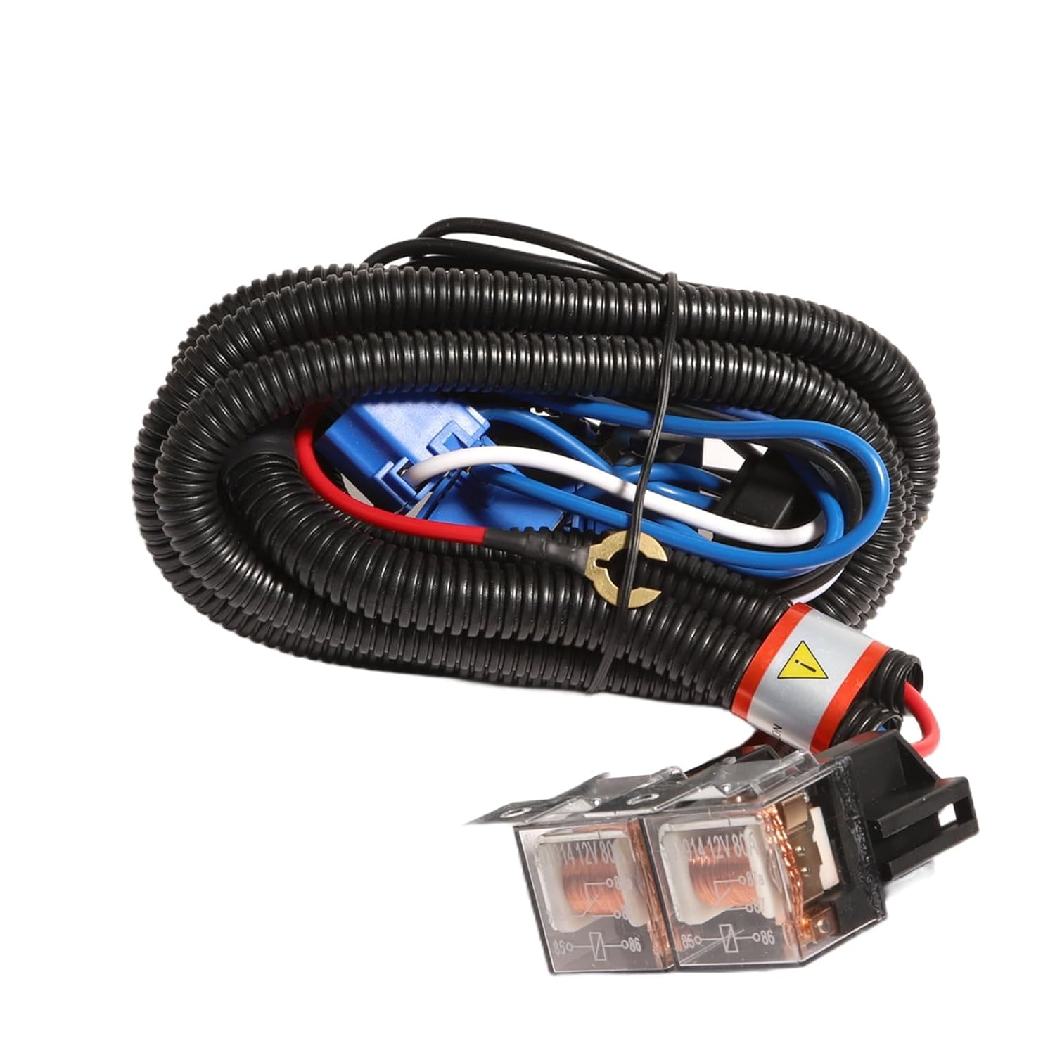 H4 Headlight Harness Headlight Relay Wiring Harness Kit, 4 Headlight H4 Headlamp Light Wiring Harness with Ceramic Plugs Fix Dim Flickering Headlights for Halogen Conversion image number 6