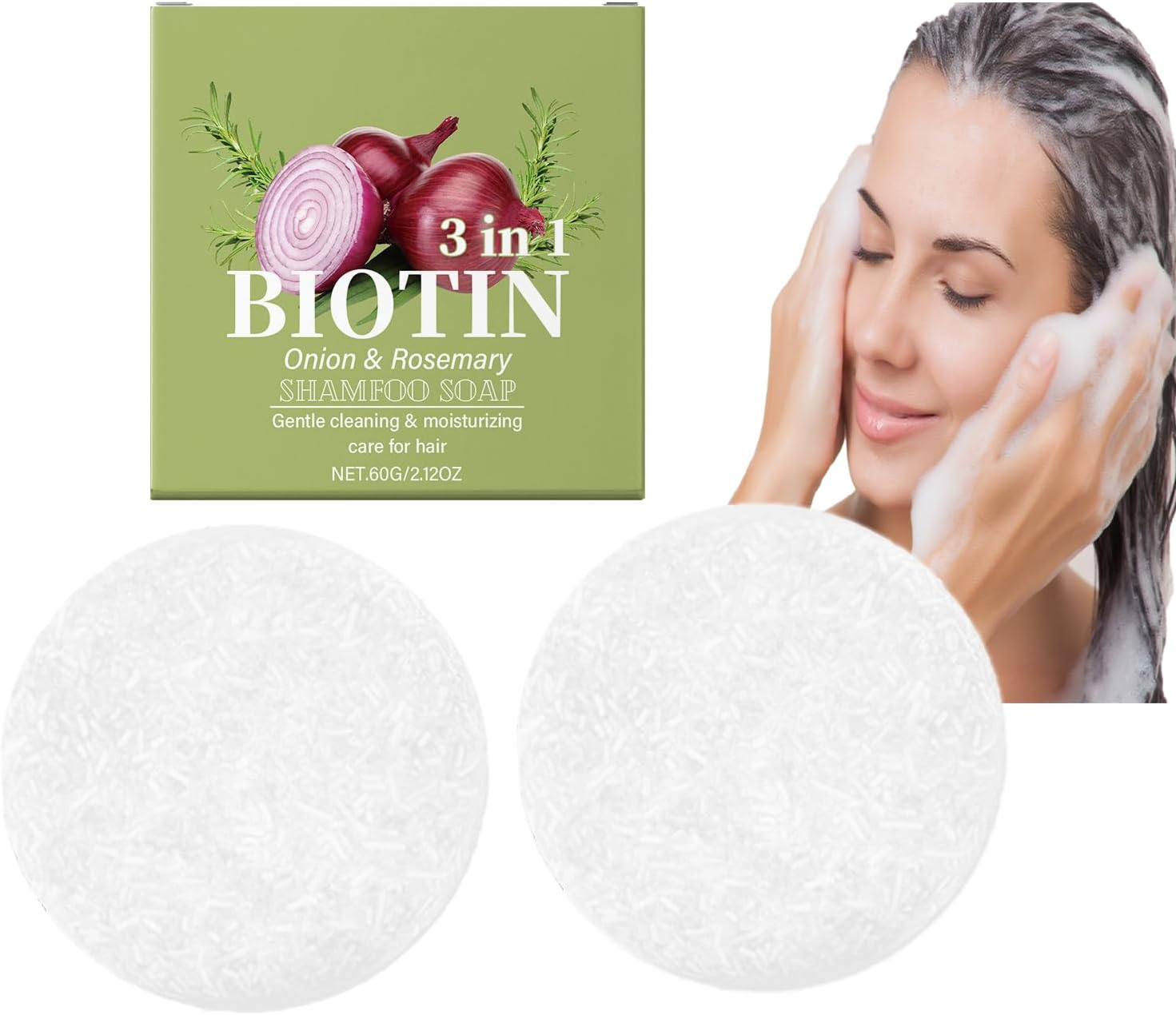 Onion Shamfoo Soap, Shampoo and Conditioner Bars, Shampoo Bar, Anti-Dandruff Shampoo, Moisturizing and Sulfate Free for Thinning Hair Care, for Anti-Hair Loss, Strengthening Weak Hair (3PCS)