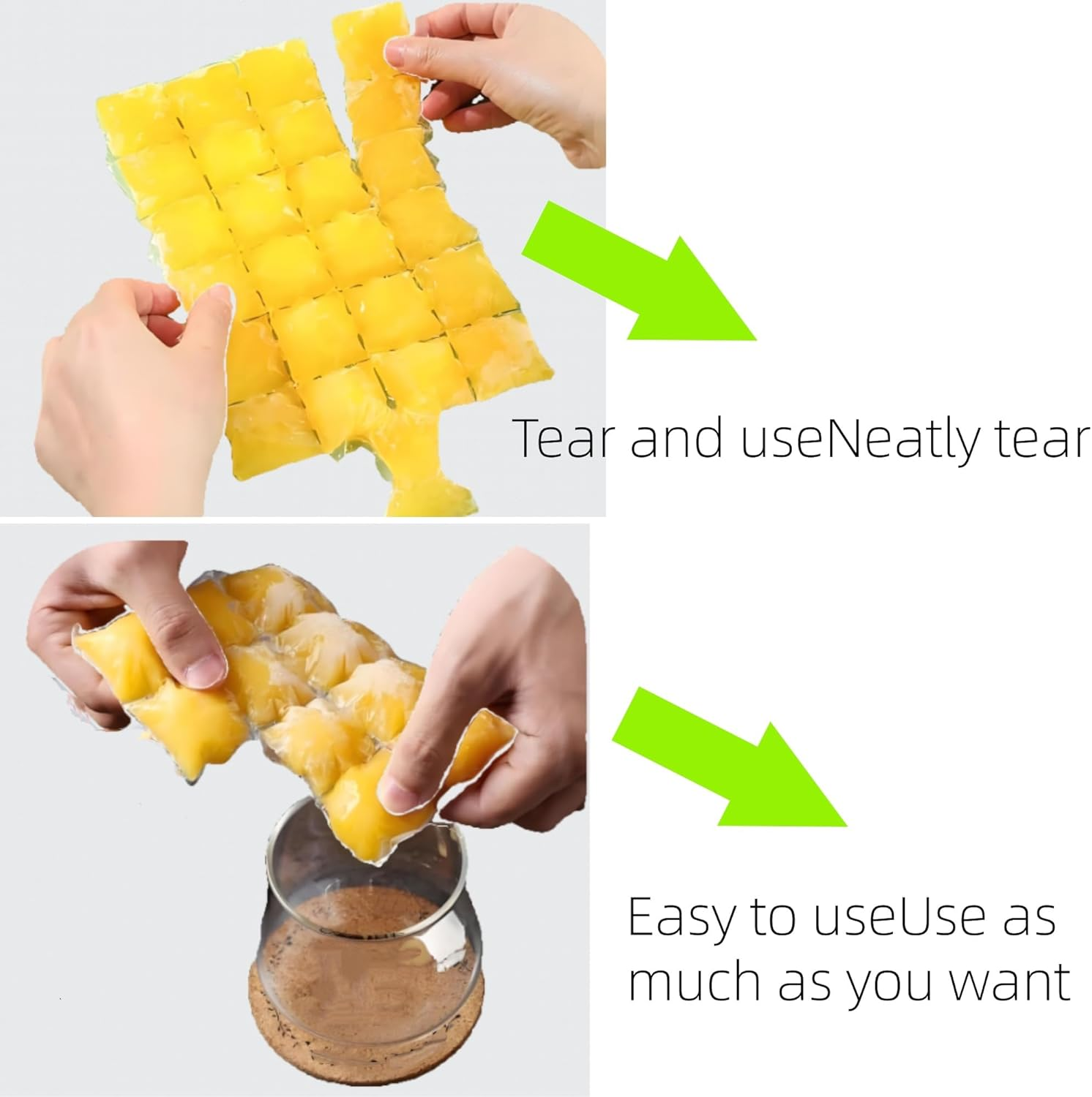 Disposable Ice Cube Bags with Funnel,24 Grids Food-Grade PE Ice Mold for Beverages, Juices, Cocktails, Freezer Storage,50Pcs image number 3