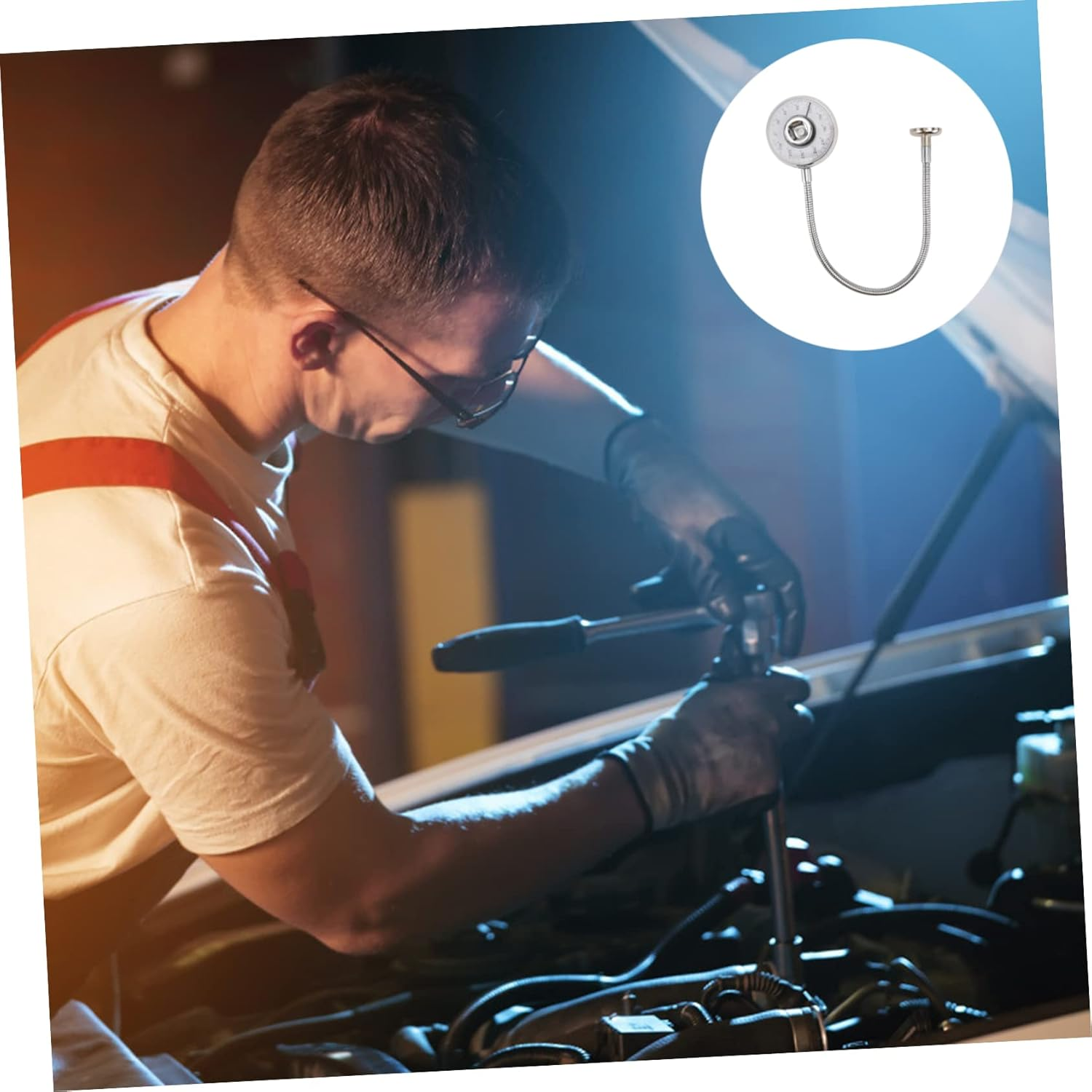 Homoyoyo Precise Wrench Torque Measuring Gauge Tool Silver Square Hole Angle Torque Gauge for Hand Tool Use in Automotive Maintenance and Repair image number 1