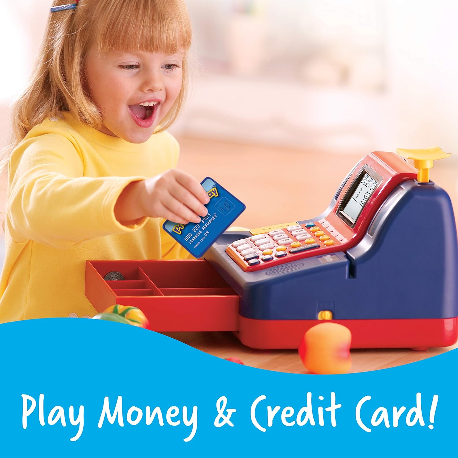 Learning Resources Pretend & Play Teaching Cash Register, Talking Register, Counting Activities, Money Management, 73 Piece Set, Ages 5+ image number 3