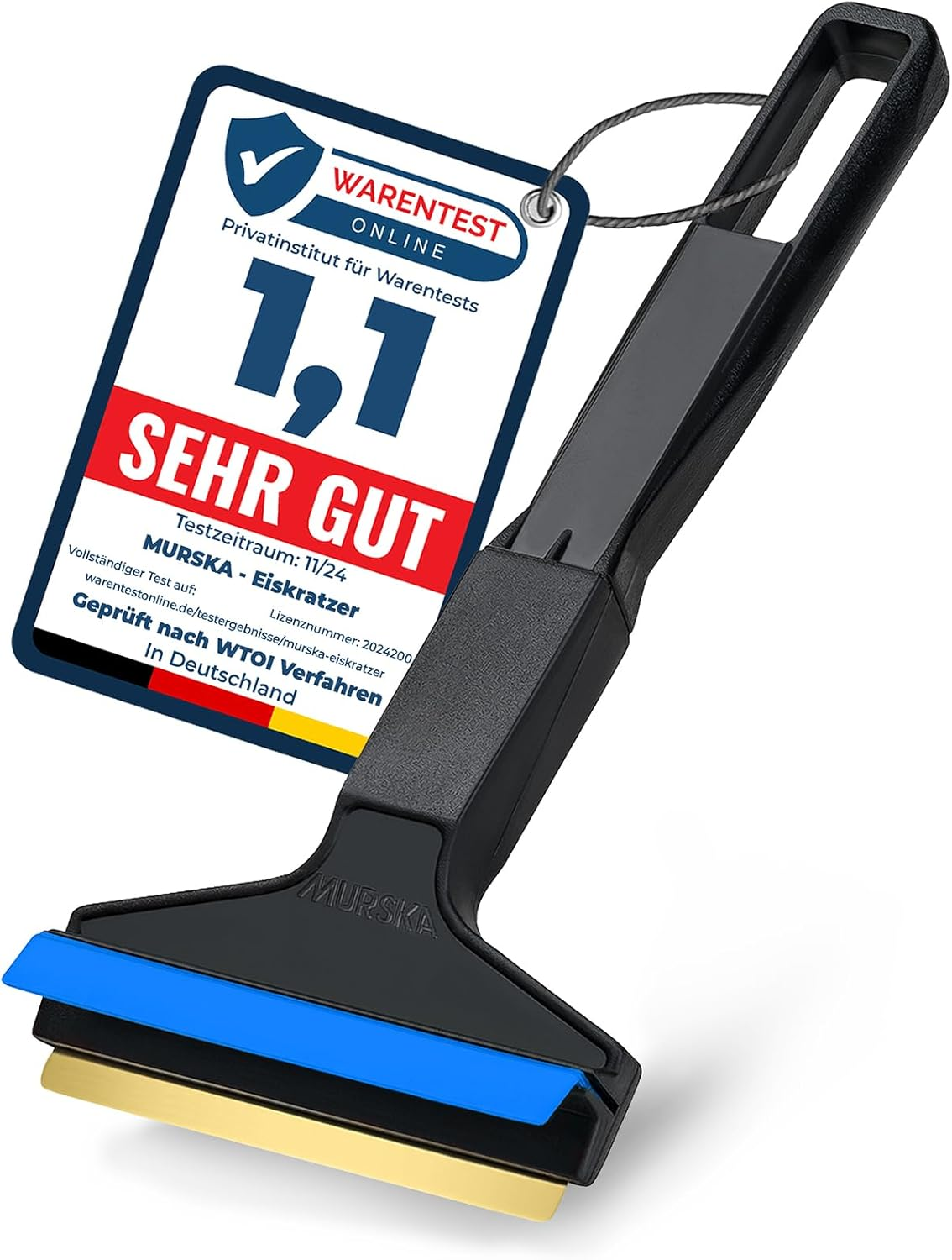 Ice Scraper Car &ndash; Brass Windscreen Scraper Car &ndash; Fast, Effortless & Gentle &ndash; Premium HIPS &ndash; Murska with Brass Blade & Rubber Lip &ndash; Efficient & Safe Snow Scraper Car &ndash; from Finland Black