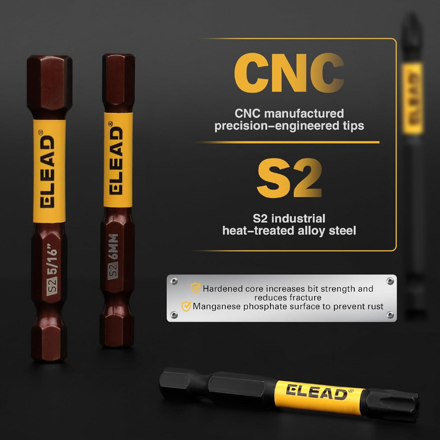 ELEAD 38-Piece Hex | Torx | Phillips Screwdriver Bit Set with 2.5&rdquo; & 4&rdquo; Bit Holder, Magnetic Bit Storage Rail, Allen Wrench Drill Bit Set, Tamper Proof Star Bit Set, S2 Steel image number 1