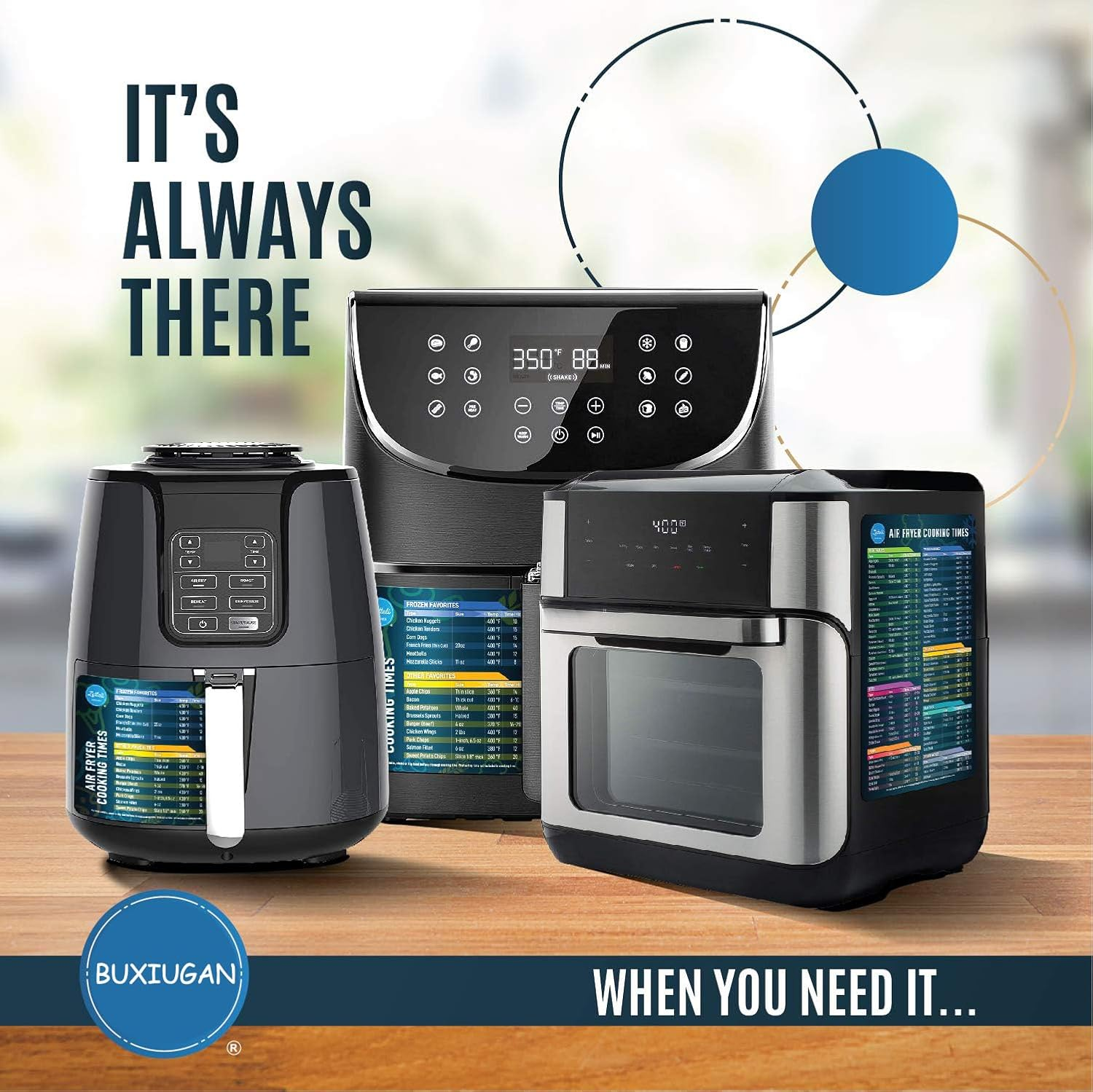 Air Fryer Magnetic Cheat Sheet Set, Air Fryer Accessories Cooking Guide Sheet, Airfryer Accessory Air Fryer Cookbook Magnet Sheet Quick Reference Guide for Cooking and Frying (Black) image number 3