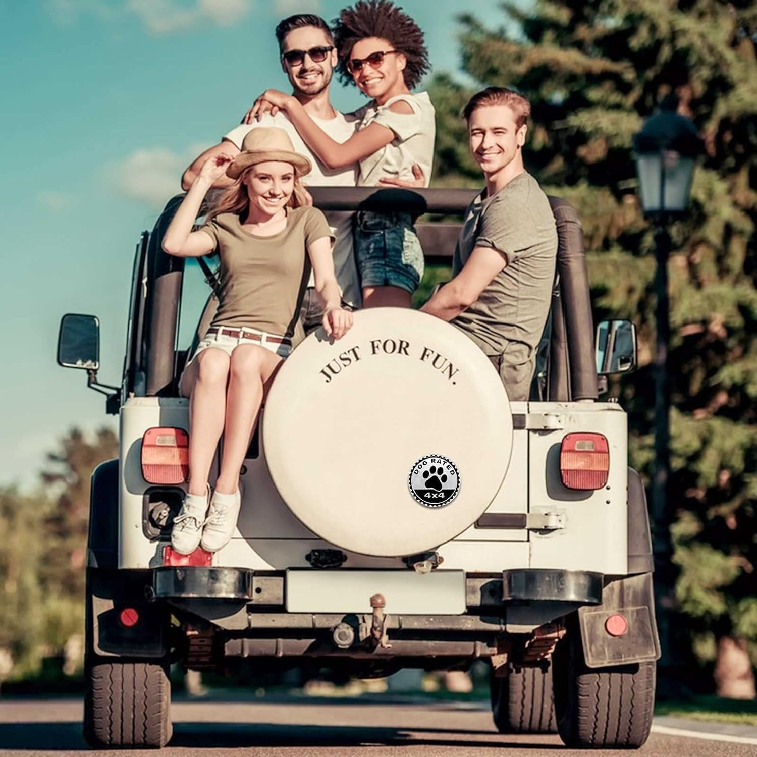 1Pc Black Dogs Badge Rated Car Emblem,4 X 4 Metal Automotive Badge 3D Metal Car Badges Emblems round Emblem Decals Stickers Compatible with Jeep Wrangler Vehicles Trucks Suv,Automotive image number 3