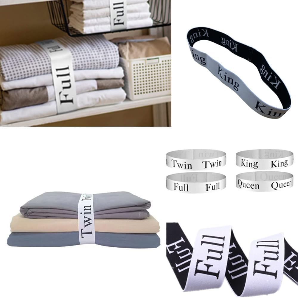 Cuicanfla 12 Pieces Bed Sheet Organizer Bands, Closet Organization Sheet Straps, Sheet Keepers and Storage Labels for Linen Closet, Elastic Bedding Straps for Folding Bedsheets, Sheet Sets, Duvets