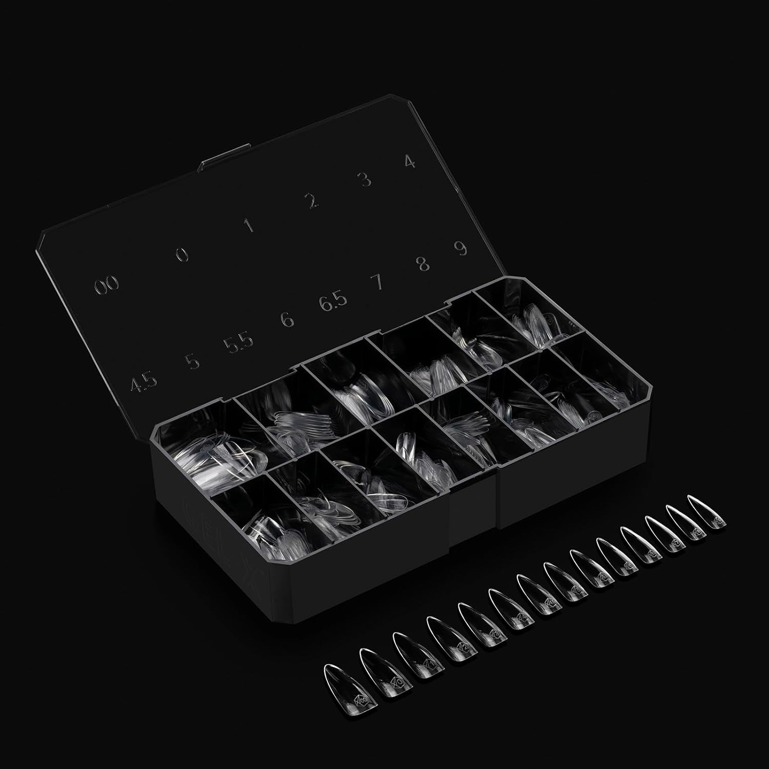 APR&Eacute;S Aprs Gel-X Almond Nail Tips Box, 280 Soft Gel Tips, 14 Sizes 00-9, Half Sizes Included (Long Carved Almond, 280 Count) image number 5