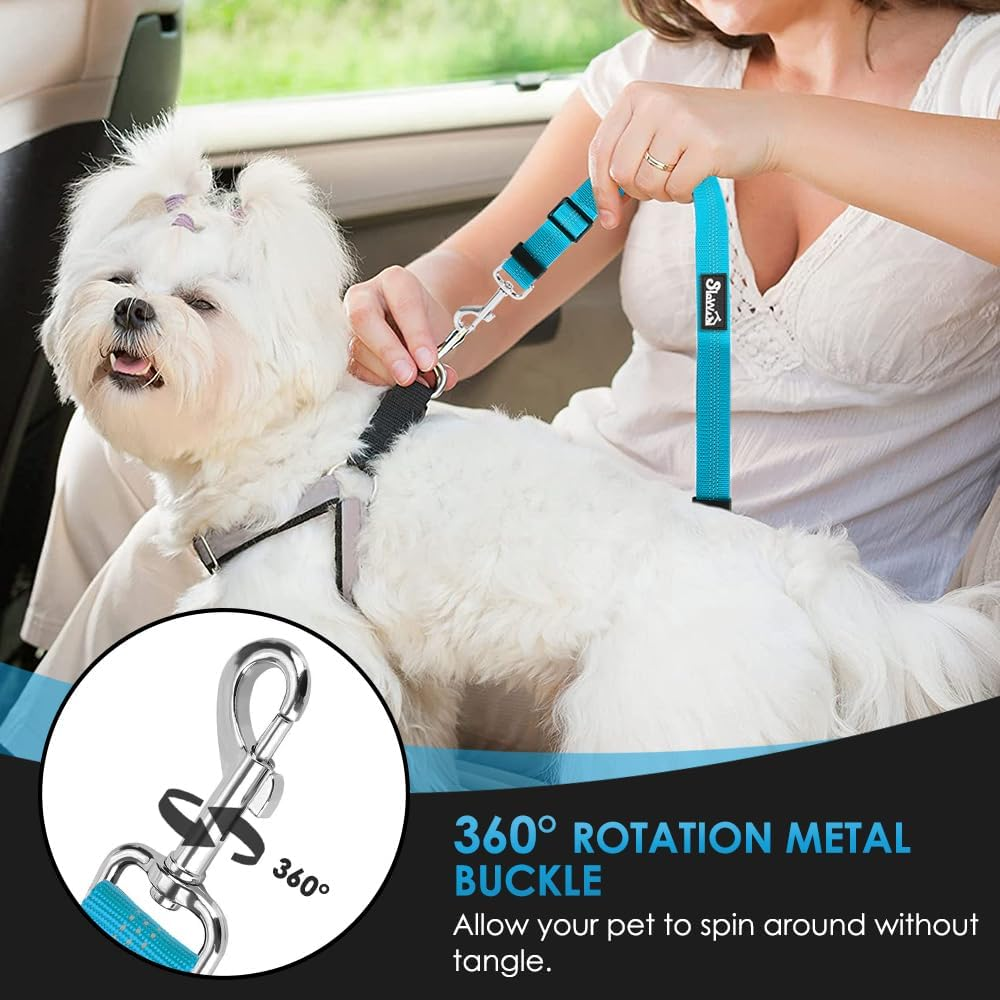 Slowton 2 in 1 Dog Seatbelts for Cars, 2 Pack Pet Car Seat Belt Headrest Restraint with Seatbelt Clip Puppy Safety Adjustable Belt Connect with Dog Car Harness with Reflective Elastic for Car image number 3
