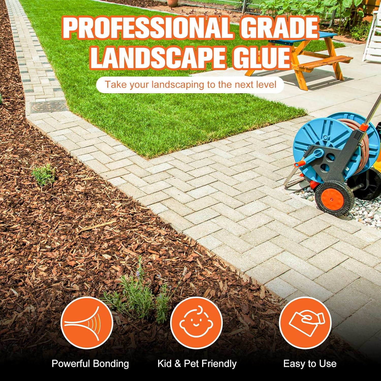 Teexpert Mulch Glue - 0.5Gallon/64Oz for Landscaping, High Strength Landscape Adhesive, Gravel Stabilizer, Binder for Gravel, Mulch & Bark image number 6