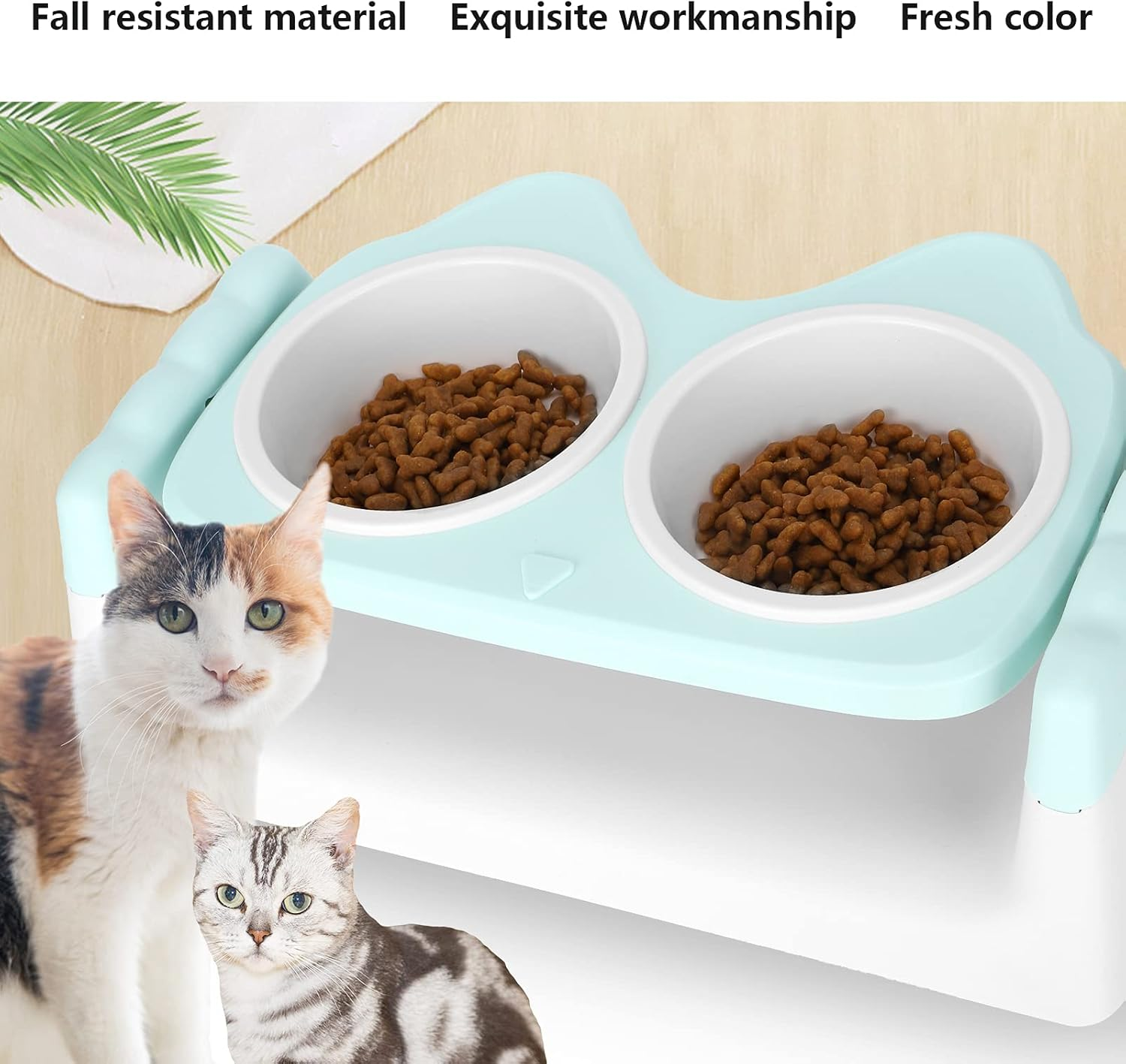 Elevated Cat Food Bowls, Double Cat Food Water Bowls with Raised Stand, Removable anti Vomiting Plate Dishes Pet Bowl for Cats Small Dogs (Green) image number 1