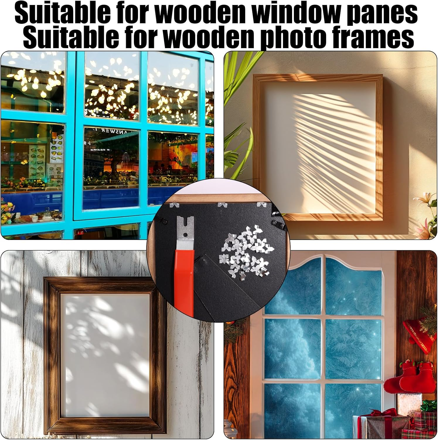 Glazier Setting Tool, Glazier Tools Kit with 120Pcs Push Points Glazing Push Point Driver Kit for Glass Workers for Framing Glass Picture Cross Stitch Easy-Grip Handle (Red) image number 6