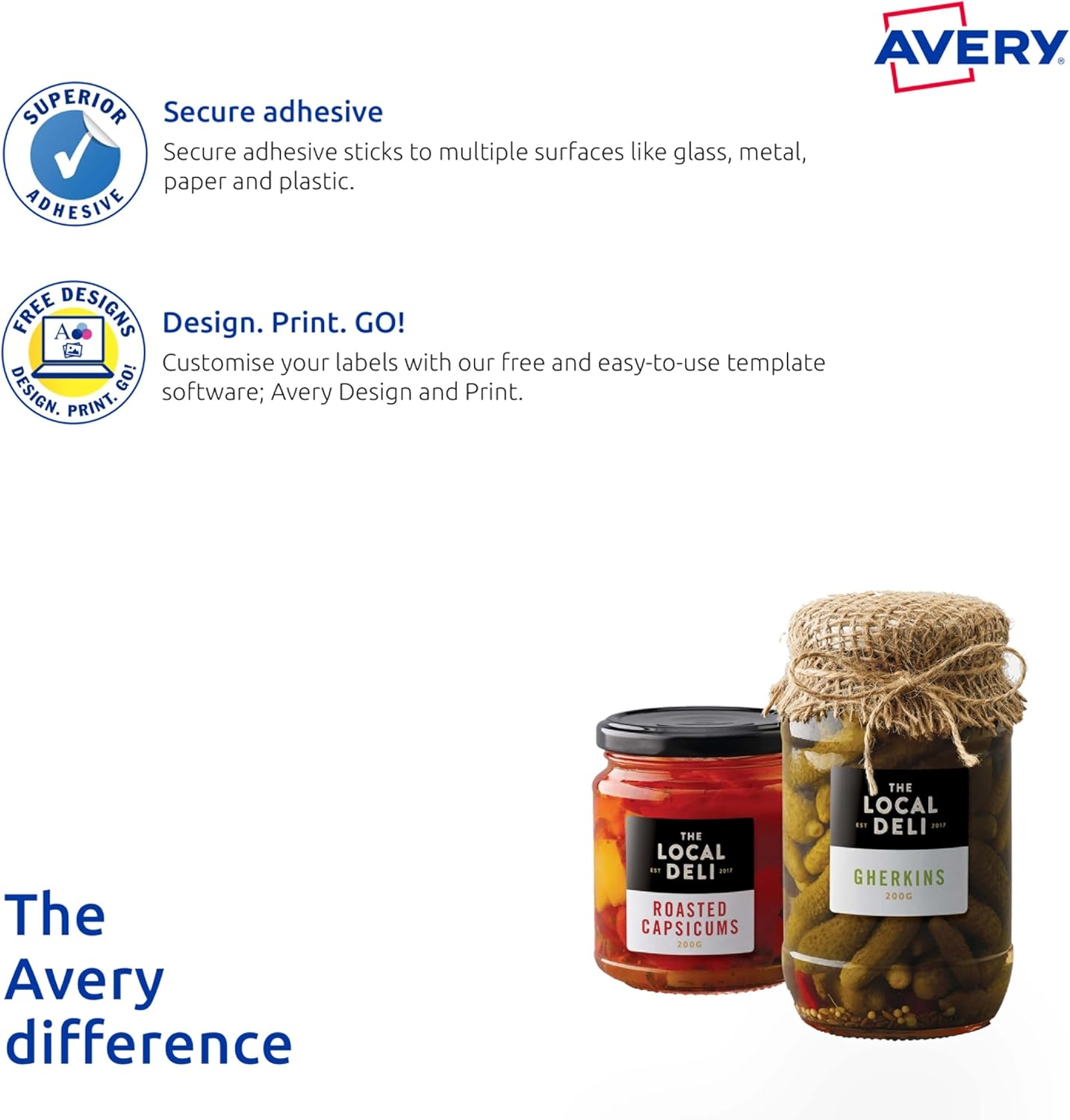 Avery Australia Glossy White Square Labels - Printable Product Stickers - Self Adhesive Sheets for Laser & Inkjet Printers - 45 X 45 Mm 10 X A4 Sheets - 980016/ L7124