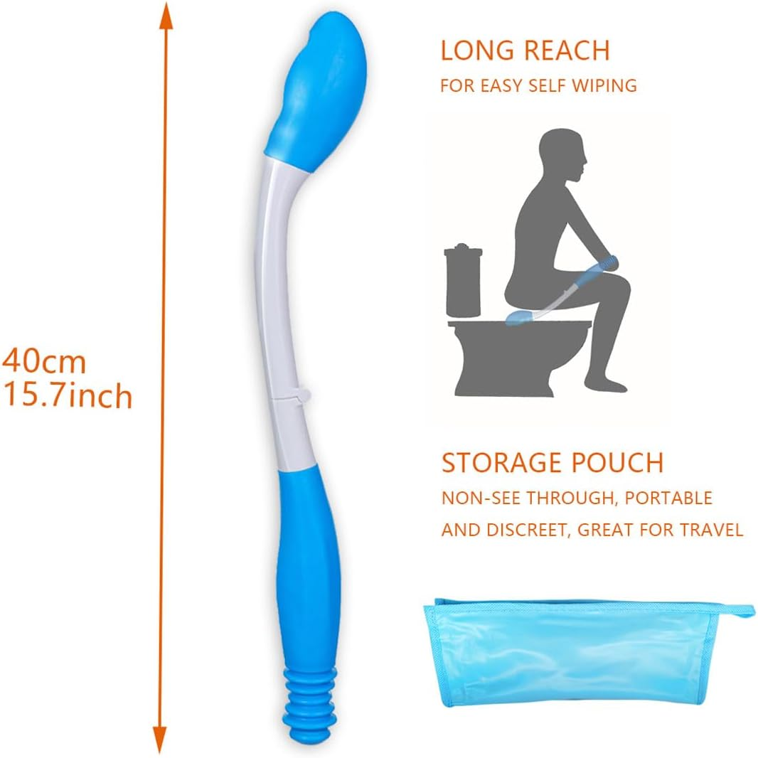 Foldable Long Reach Comfort Wiper - Bottom Wiping Aid - Butt Wiper Self Wipe Assist Toilet Aids Wand - Daily Living Bathroom Aid for Limited Mobility