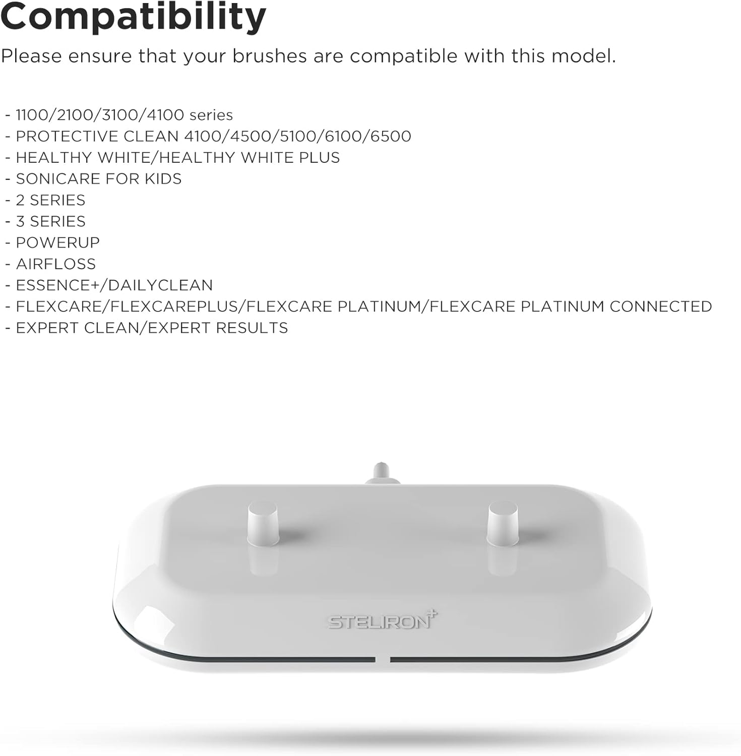 Galvanox Dual Toothbrush Charger for Philips Sonicare Electric Toothbrushes - Replacement for HX6100 Works with Protective Clean 4100, 6100, Kids Models & More (Waterproof Charging Base) 2-In-1 image number 1