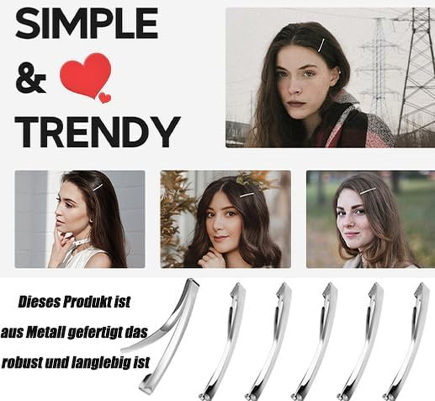 Pack of 12 Hair Clips, 6 Pieces 7 Cm and 6 Pieces 9 Cm, Non-Slip Hair Metal Tools, French Hair Clips for Women with Fine Hair image number 1