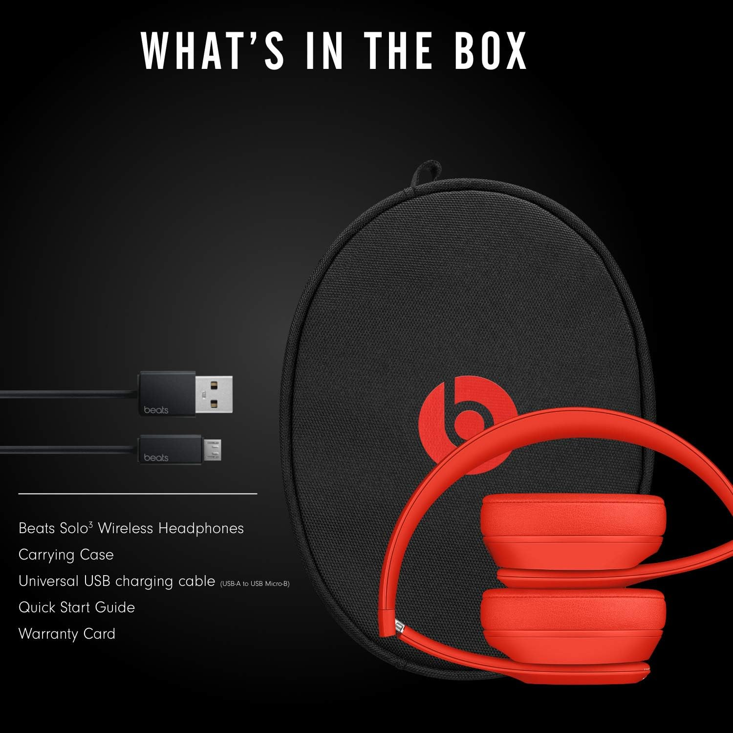 Beats Solo3 Wireless On-Ear Headphones - Apple W1 Headphone Chip, Class 1 Bluetooth, 40 Hours of Listening Time - Red (Latest Model) image number 1