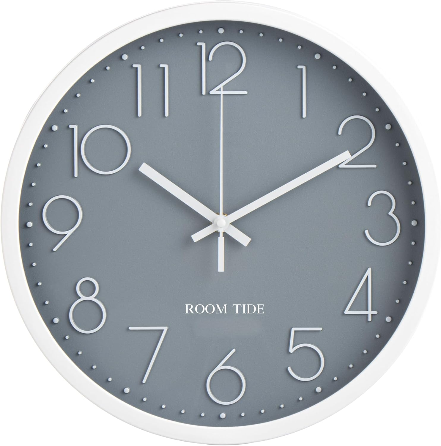 Room Tide Silent Wall Clock 12 Inch Quartz Classic Design Easy to Read Large Wall Clocks for Living Room Decor Bedroom Decor Home Kitchen Home Office School Room Clock (Grey) 30Cm image number 2