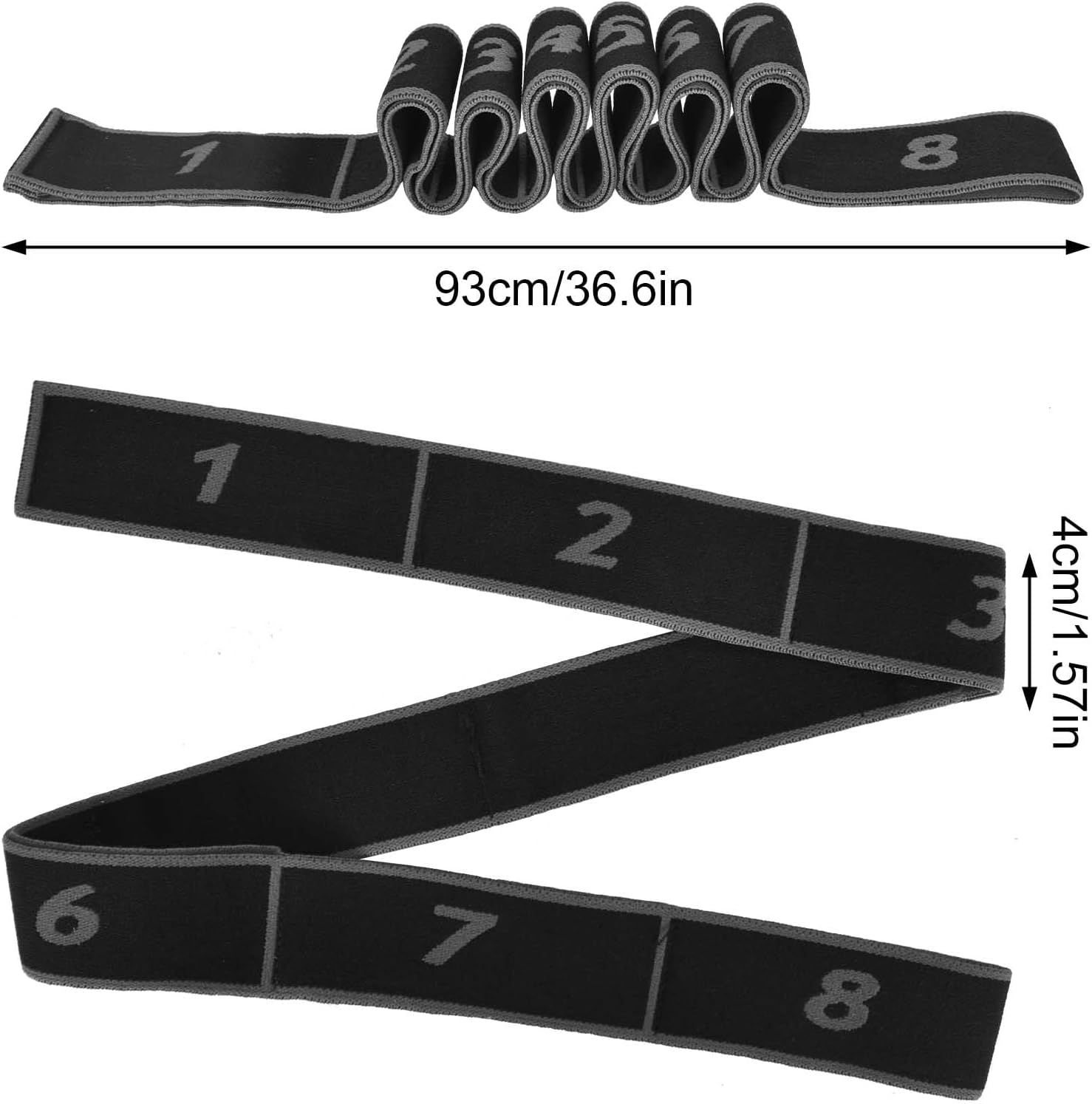 Yoga Stretching Strap, Stretching Band with 8 Loops, Yoga Stretch Strap, Fitness Stretch Band, Highly Elastic Gymnastics Band for Pilates, Dance, Gymnastics, Effective Stretching (Grey) image number 1