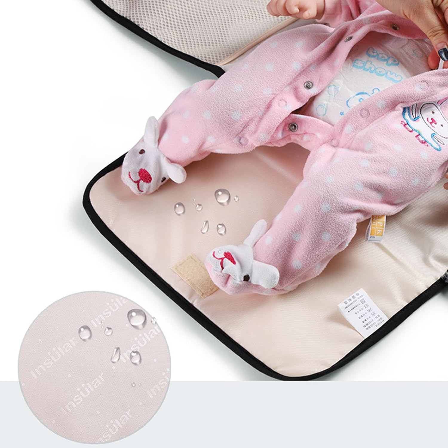 Portable Waterproof Diaper Changing Pad Travel Changing Pad for Newborn with Multiple Pockets image number 1