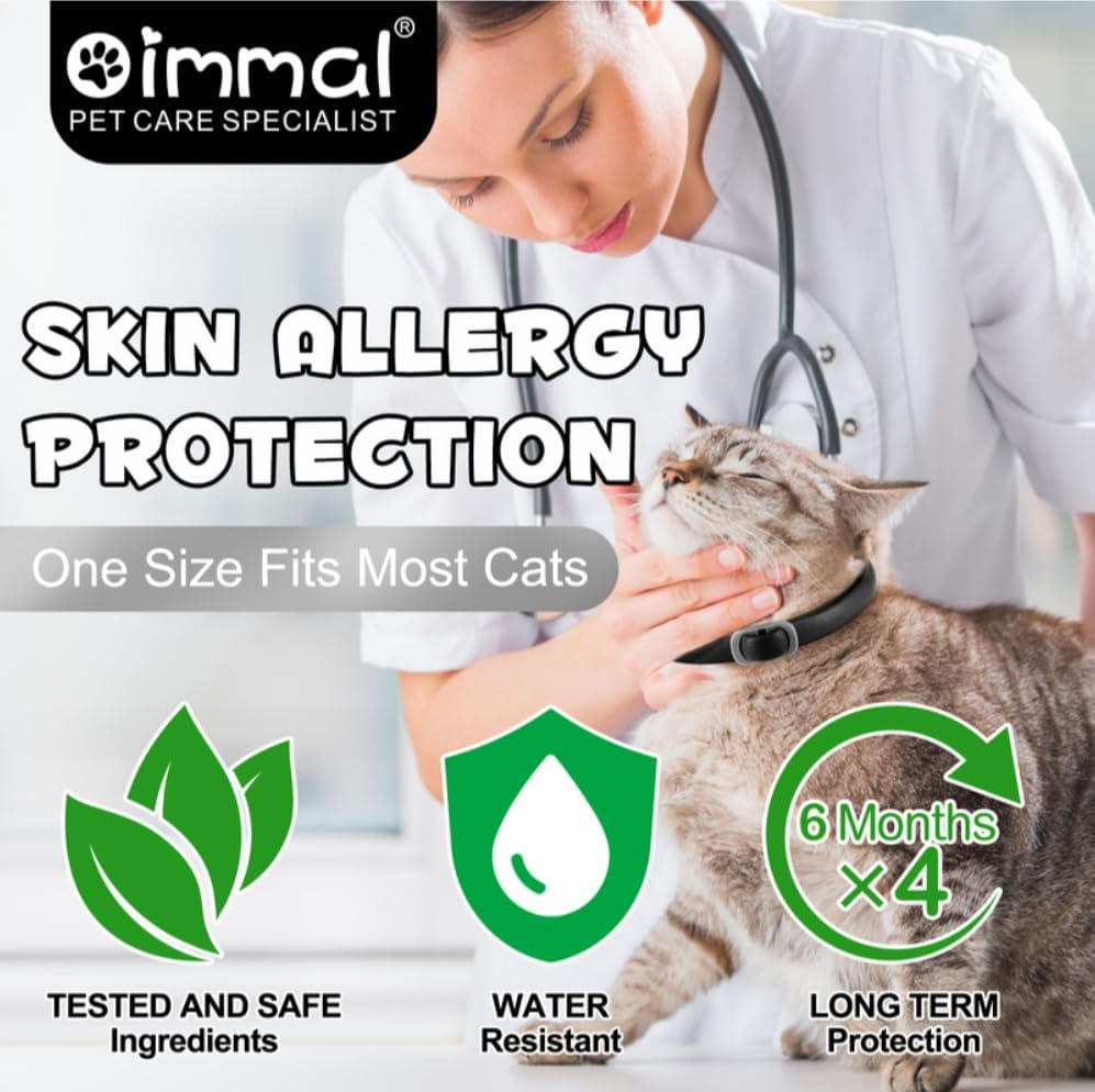 Cat Flea and Tick Collar | Flea & Tick Prevention | 24 Month Protection | Water Resistant | Adjustable | Safe for Cats | Natural Ingredients | Black Colour | Pack of 4 image number 4