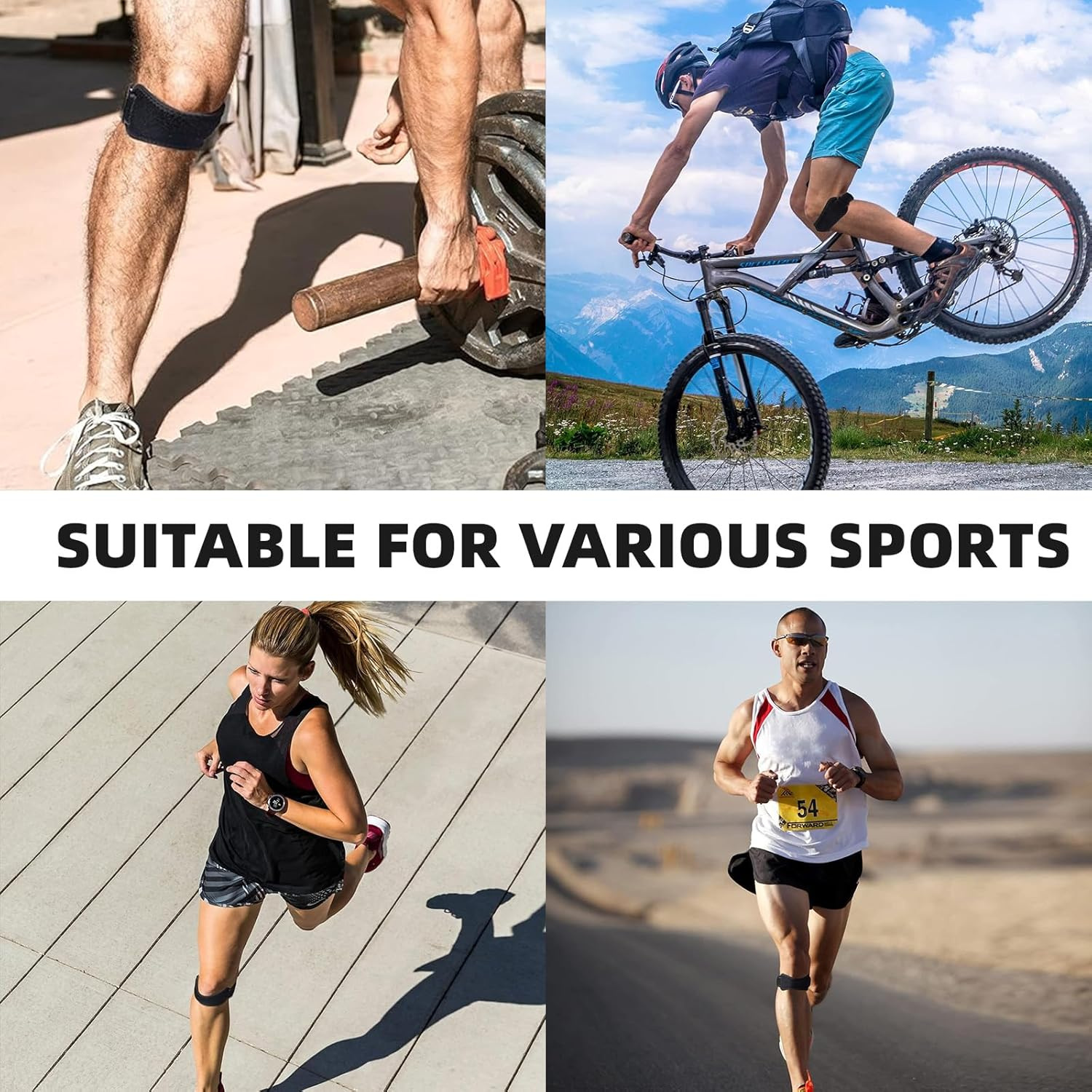 Knee Brace，Breathable Knee Brace for Women & Men, Adjustable Patellar Tendon Support Strap with Splint Design, Comfortable Knee Support for Running, Sports & Pain Relief-2 Pack image number 5