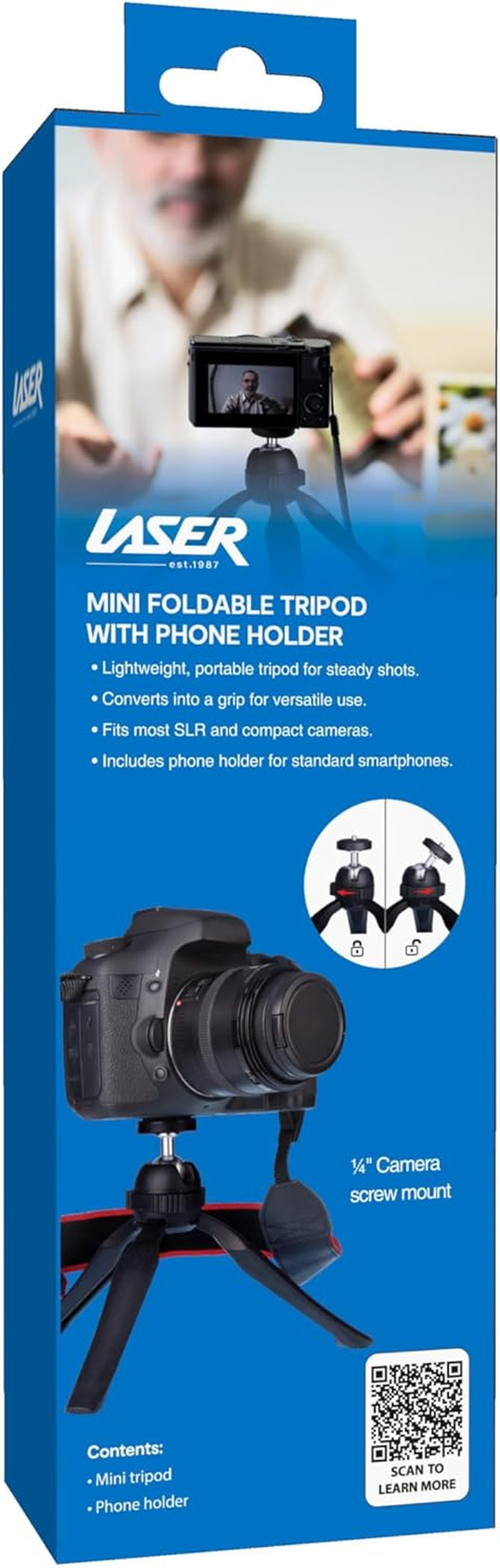 Table Top Foldable Tripod Adjustable Ball Joint for Camera, Video Camcorder, Mobile Phone, Action Cameras - Iphone/Android, Suitable for Selfie/Video Recording/Video/Live image number 5
