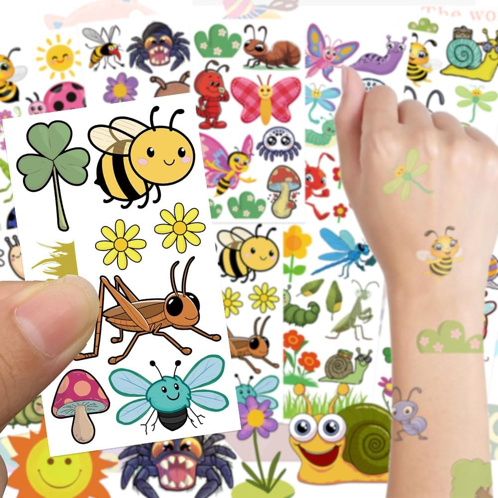Palumma 10 Sheet Temporary Tattoos 82 Unique Bugs Insects Designs 4.7 X 2.7 Inch Pre Cut Fake Tattoo Paper for Party Favors Themed Birthday Decorations Festive Events Supplies image number 2