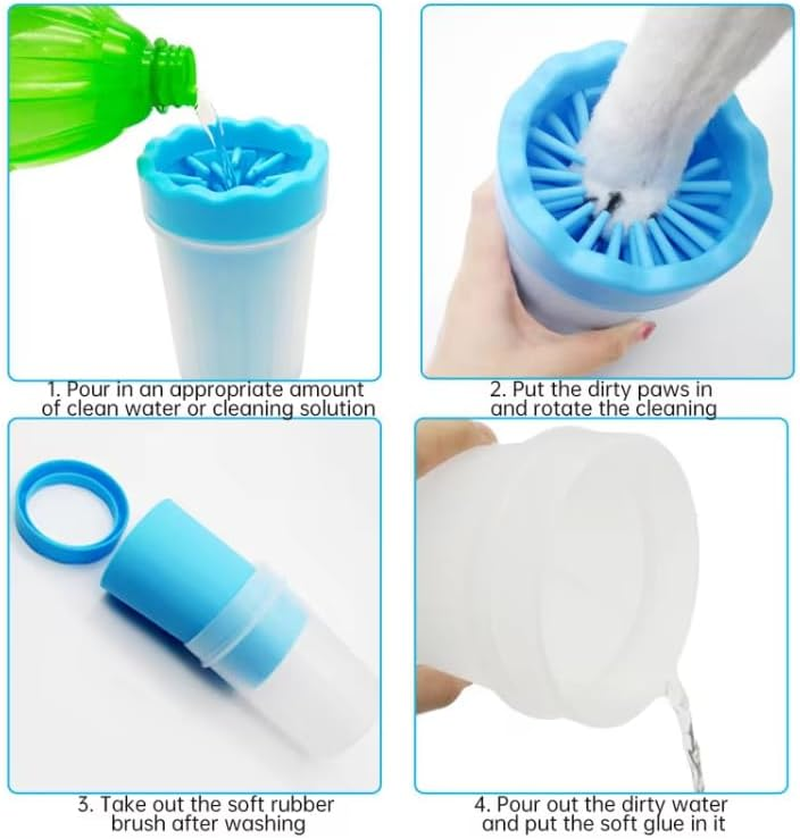 DOG PAW CLEANER, Portable Pet Cleaning 360&deg; Silicone Washer Cup, Medium Size for Small and Medium Breed Cats and Dogs, (Blue) image number 6