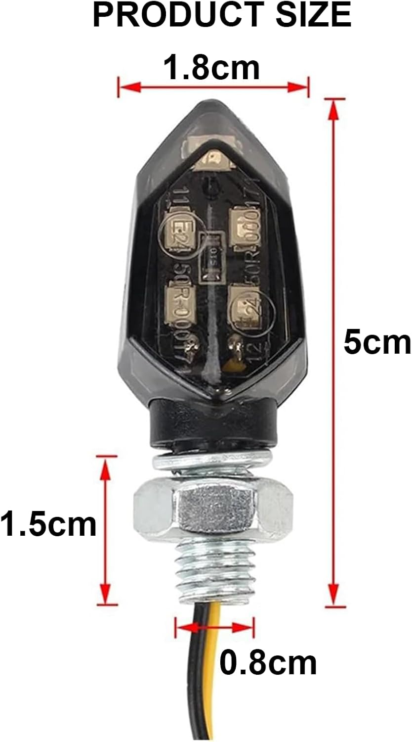 4PCS Mini Motorcycle LED Turn Signal Lights 12V &ndash; Universal Blinkers for Motorbike, Scooter, ATV, Cruiser & off Road &ndash; Bright Compact Design, Easy Plug & Play Install image number 6