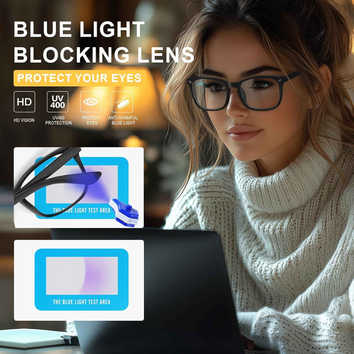 Hunsquer Blue Light Glasses for Woman/Men Computer Blue Light Glasses image number 5