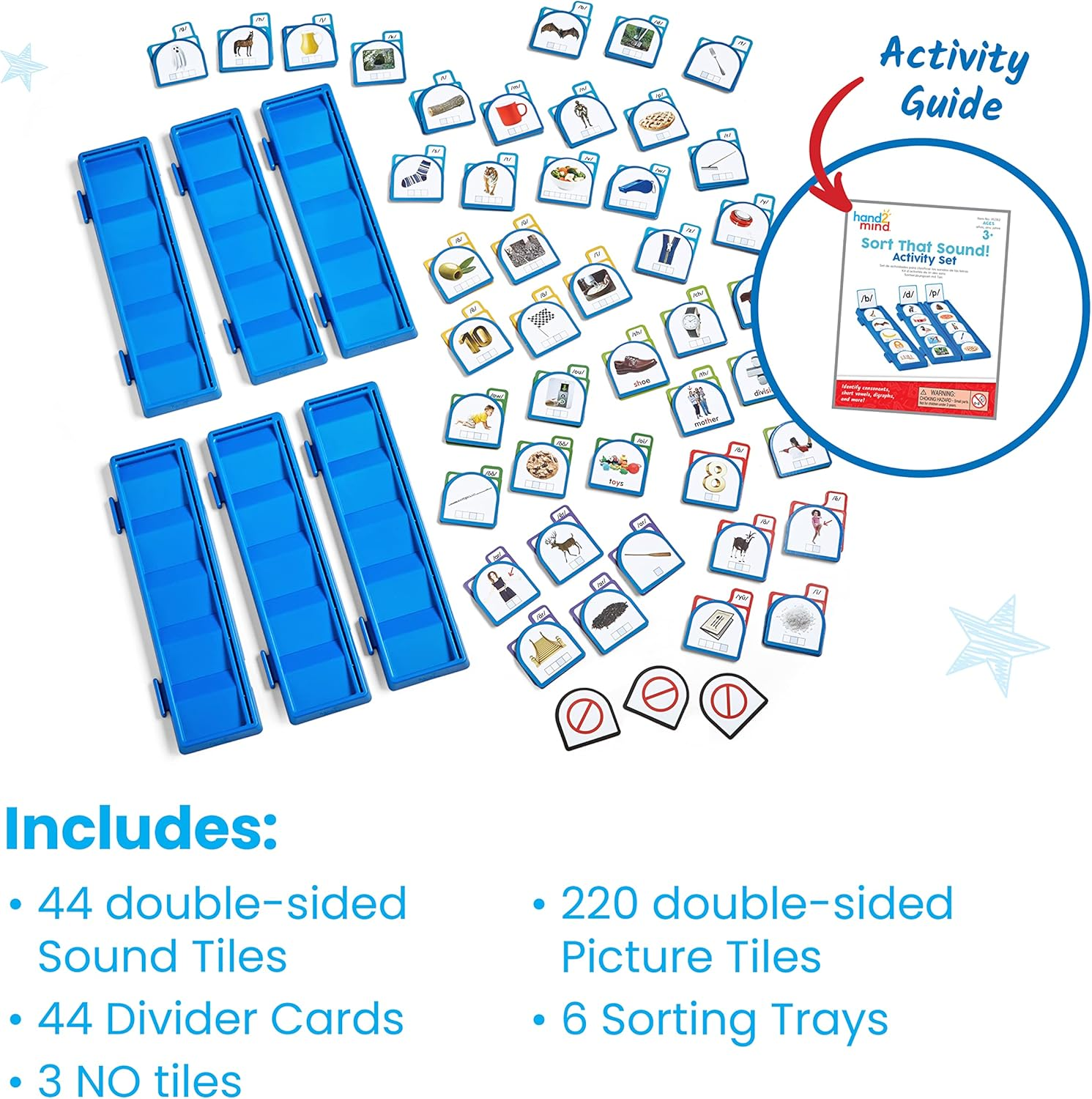 Hand2Mind Sort That Sound! Activity Set​, Phonemic Awareness, ESL Teaching Materials, Science of Reading Manipulatives, Letter Sounds for Kindergarten, Speech Therapy Tools, Phonics Flash Cards image number 5
