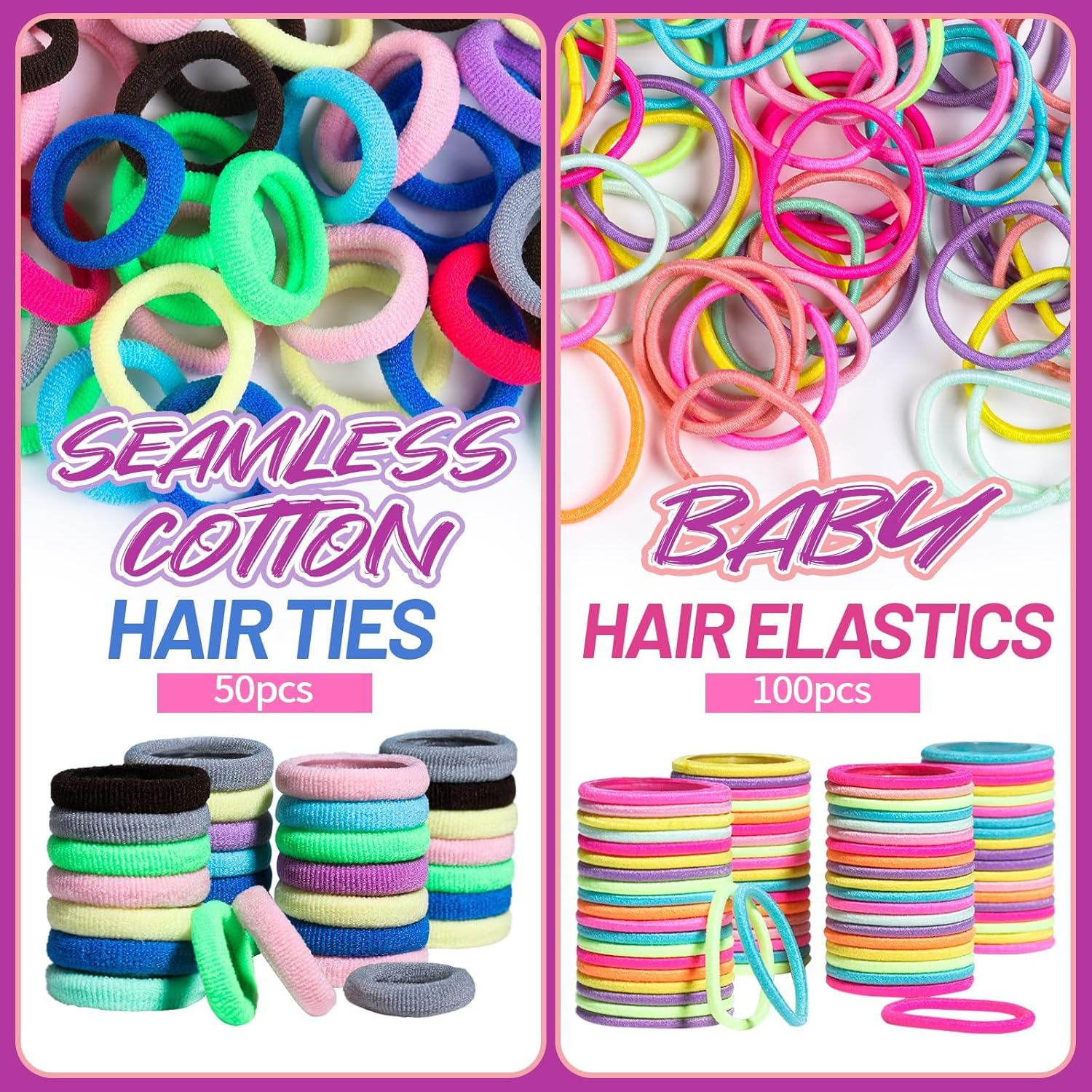 SVNXI Elastic Hair Ties, Hair Accessories for Girls, Colorful Elatic Hair Bands Set with Hair Clips (Colorful) image number 6
