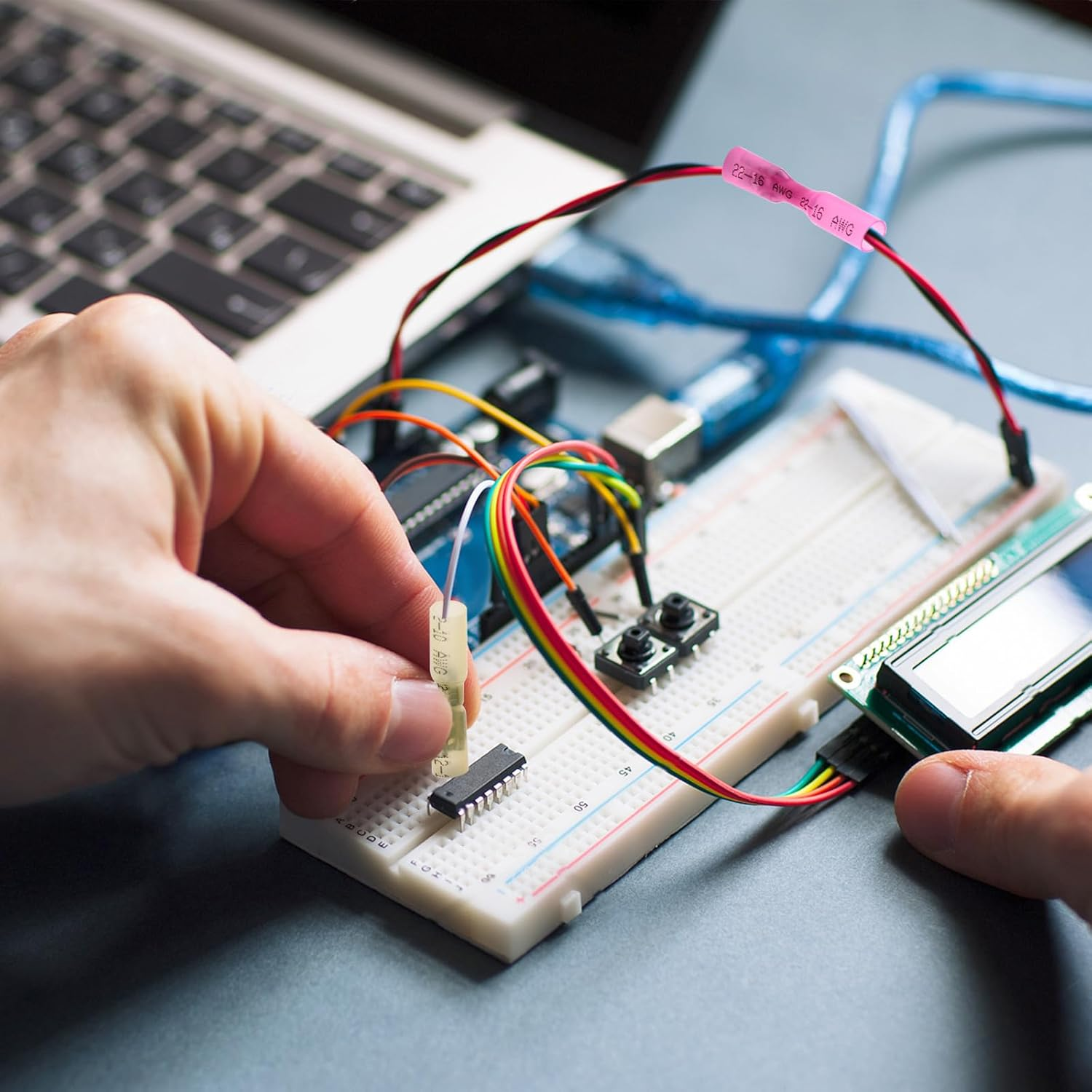 Chihutown 320PCS Heat Shrink Wire Connectors Kit, Water Proof Marine & Automotive Wire Connectors, 22-10 AWG, Copper, Multiple Colors, Ring, Fork, Male/Female Terminals