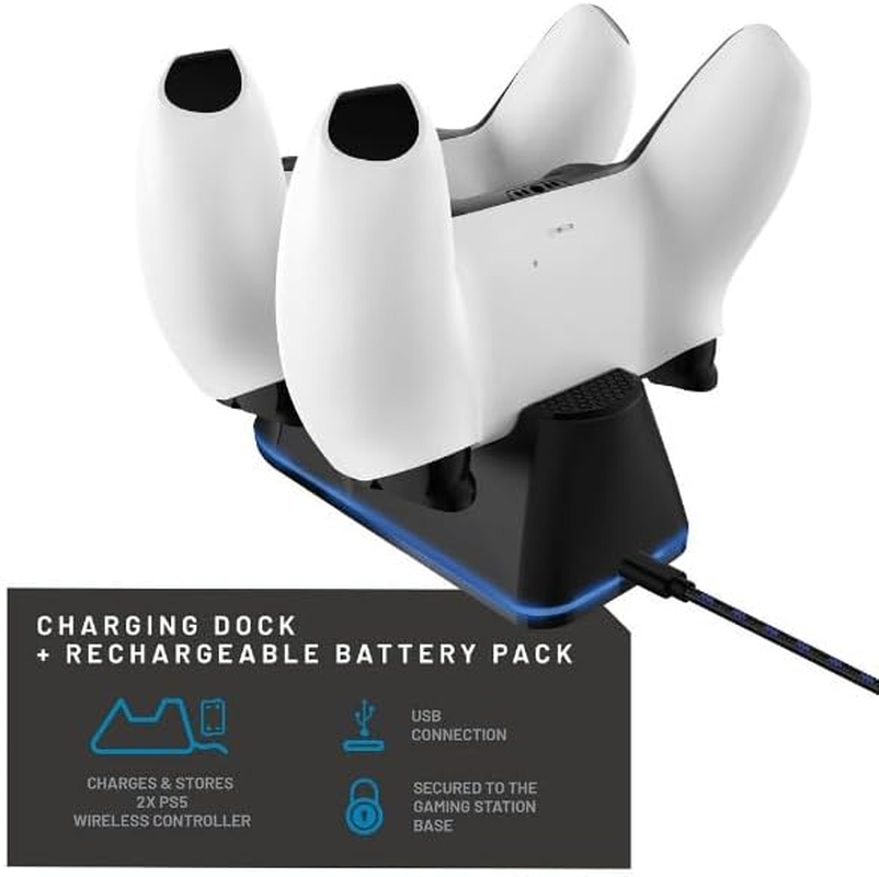 4Gamers SP-C100 V Twin Charging Dock with 2M Play & Charge Cable for PS5 - Black image number 4