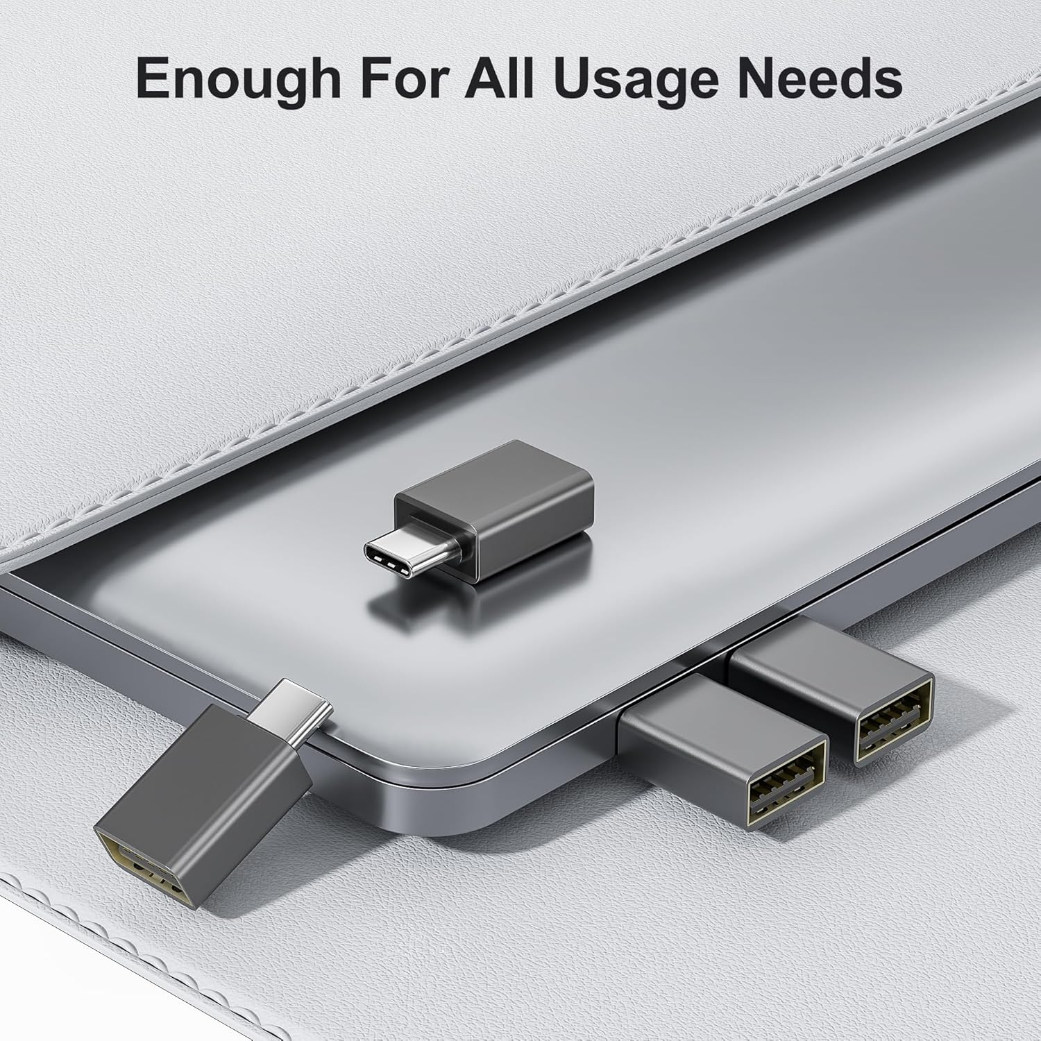 Elebase USB C to USB Adapter 4Pack,Usbc Male to USB 3.0 Female Macbook Pro Air Adapter,Type C Thunderbolt 3 OTG Converter for Flash Thumb Drive,Ipad 11 Air 7,Mac,Apple Iphone 16 16E 15,Samsung S25 S24 - Grey image number 4