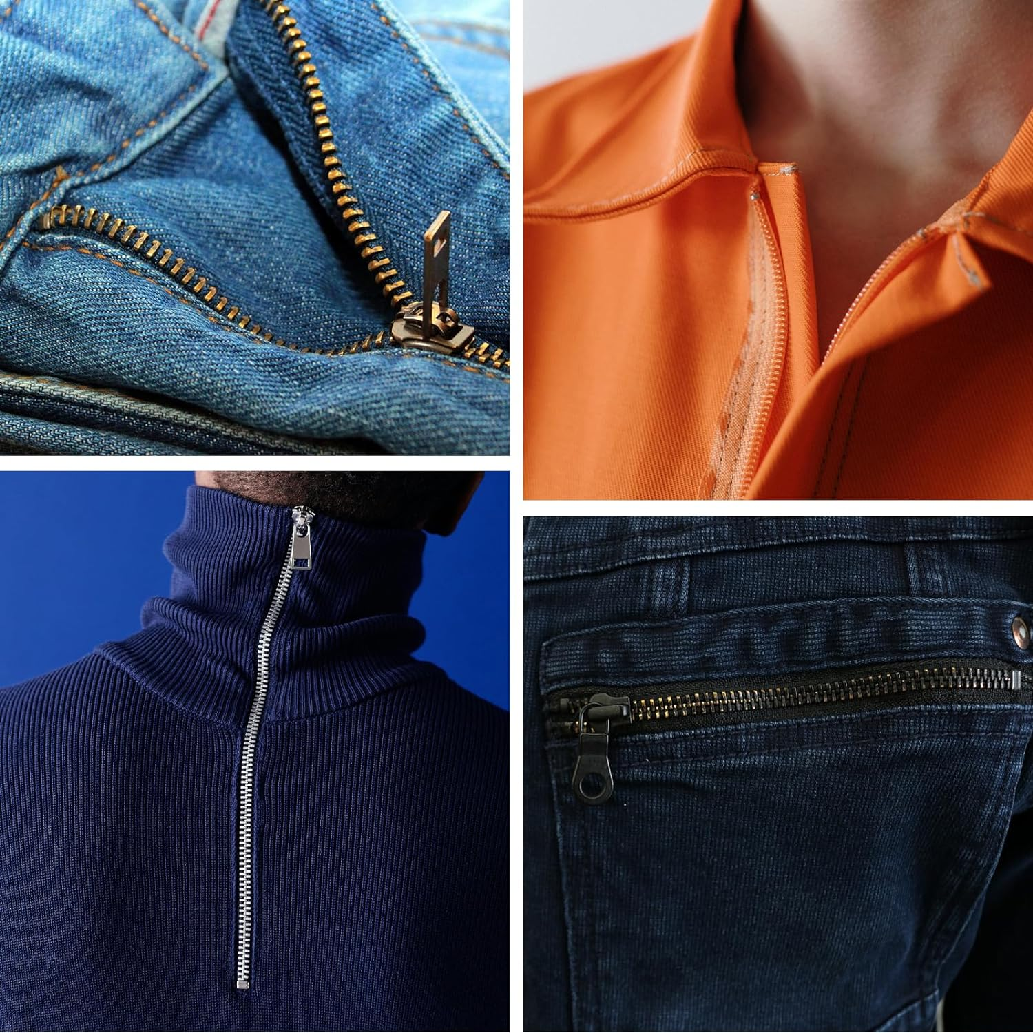 SHRJ 80Pcs Metal Insertion Pin Set Zipper Repair Kit Latch Slider Retainer, Zipper Sewing Accessories Open-End Bottom Top Stops for Jacket, Coat, Backpack, Handbag, Jeans, 4 Sizes image number 3