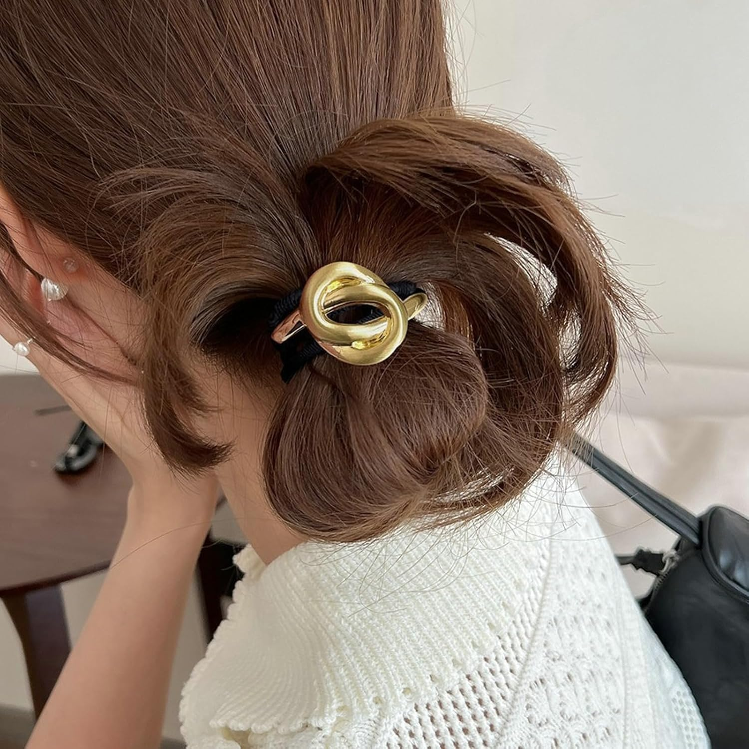 Metal Geometric Elastic Hair Tie,4Pc Metal Geometric Elastic Hair Tie,Metal Hair Tie Ponytail Hair Cuff,Gold Hair Tie Metal Geometric Hair Cuff,Geometric Elastic Ponytail Hair Cuff,Metal Cuff Hair Tie