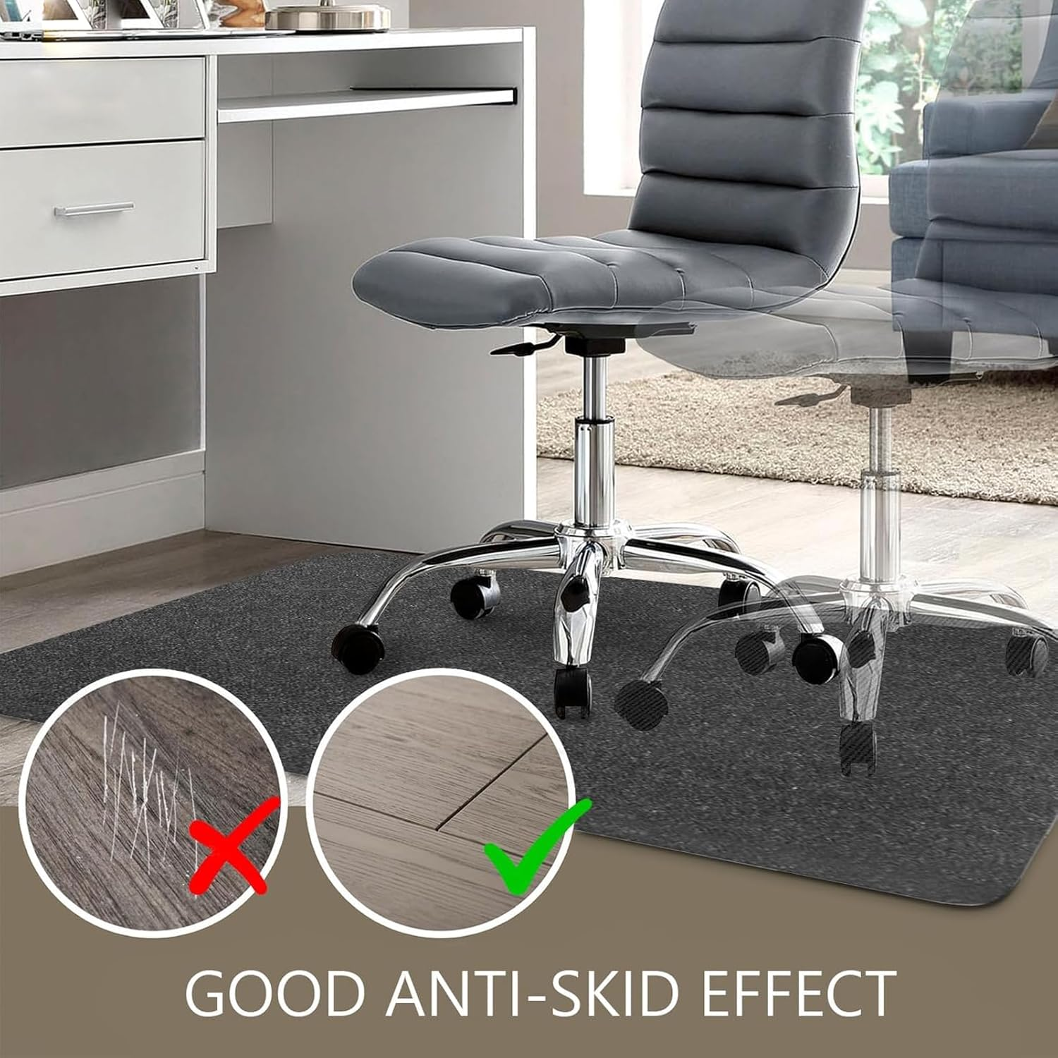 90 * 140 Cm Office Chair Mat Carpet for Hard Floor, Computer Desk and Gaming Rolling Chair Protector,Grey image number 1