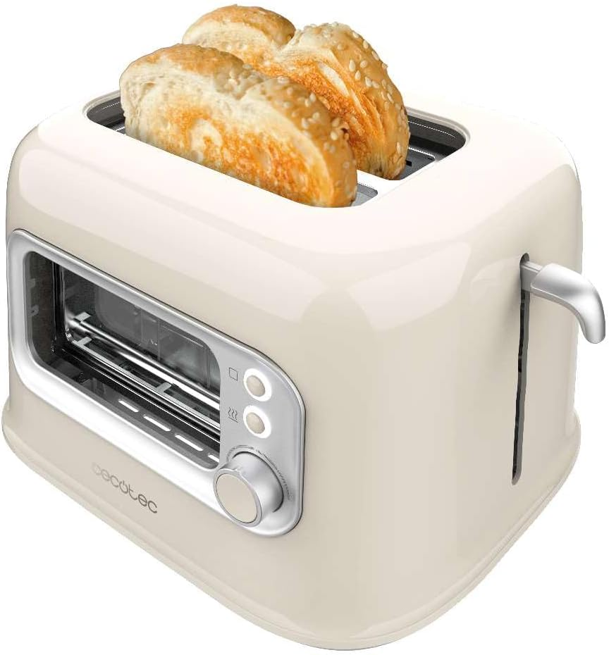 Cecotec Vertical Toaster with 2 Wide Slots and Retrovision Beige Control Window. 700W, Retro Design, Dust Cover, Automatic Shut-Off and Pop-Up, 5 Power Levels, Beige - Yellow image number 7