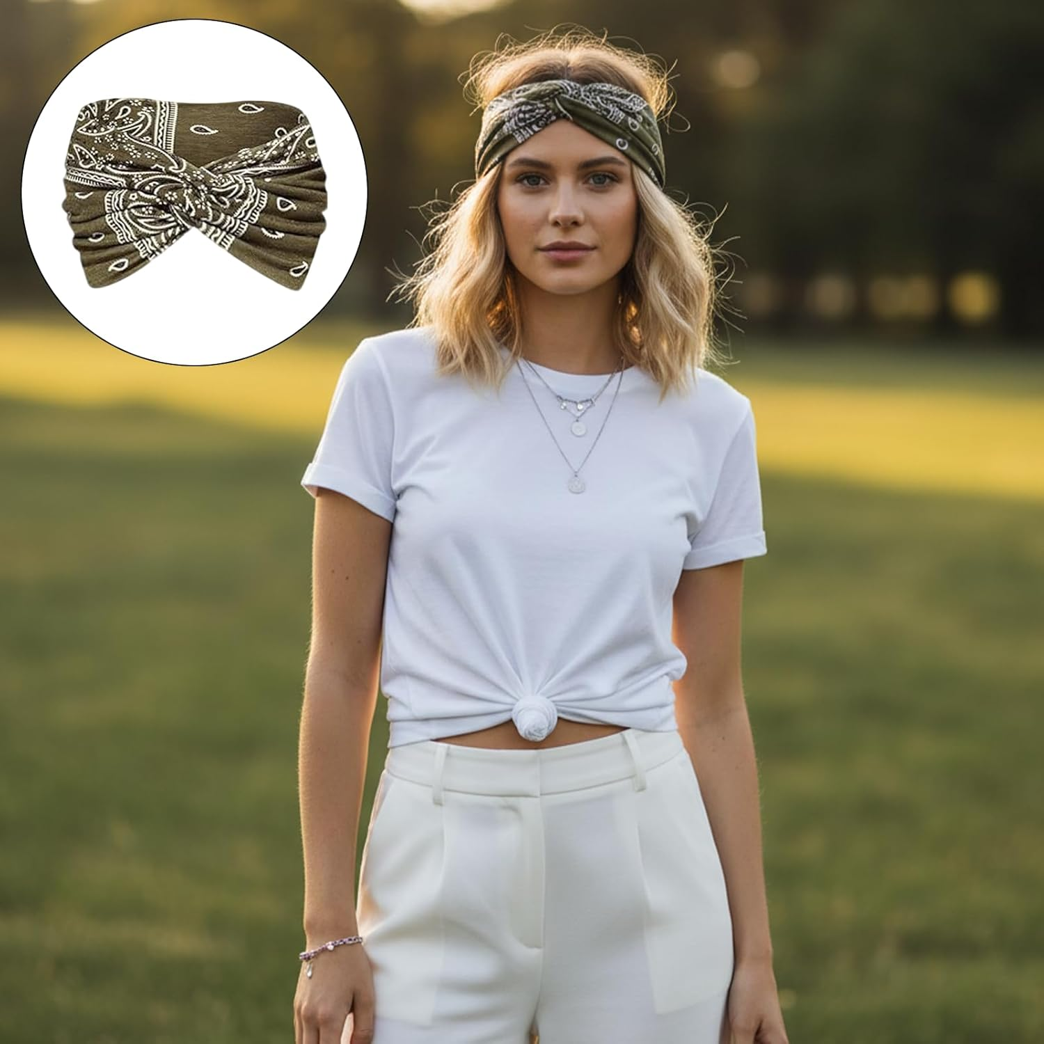 Axvxby Pack of 4 Women'S Elastic Soft Headbands, Extra Wide Hair Bands, Thin Boho Multicoloured Headband, for Yoga, Sports, Fitness image number 3