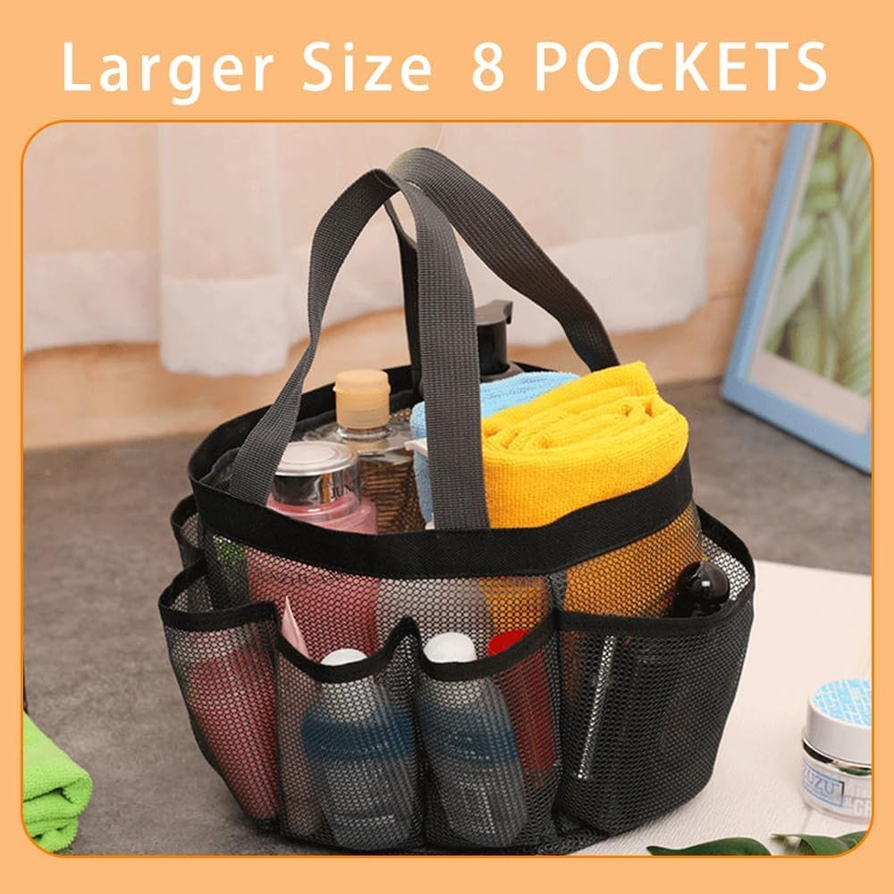 Portable 7-Pocket Dorm Shower Caddy, 1Pc Mesh Shower Tote, Toiletry Organizer Hanging Shower Bag for College Dorm Room image number 3