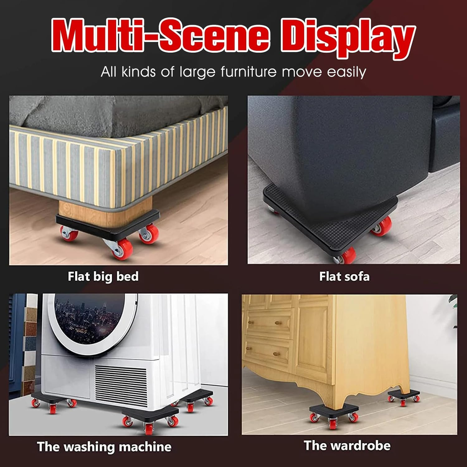 MYLEUS Furniture Mover Tool Set, 360&deg; Rotation Wheels Furniture Slider Heavy Duty Furniture Roller, Move Tools Max up for 200KGS/440 LBS, for Moving Heavy Furniture, Refrigerator, Sofa, Cabinet image number 1